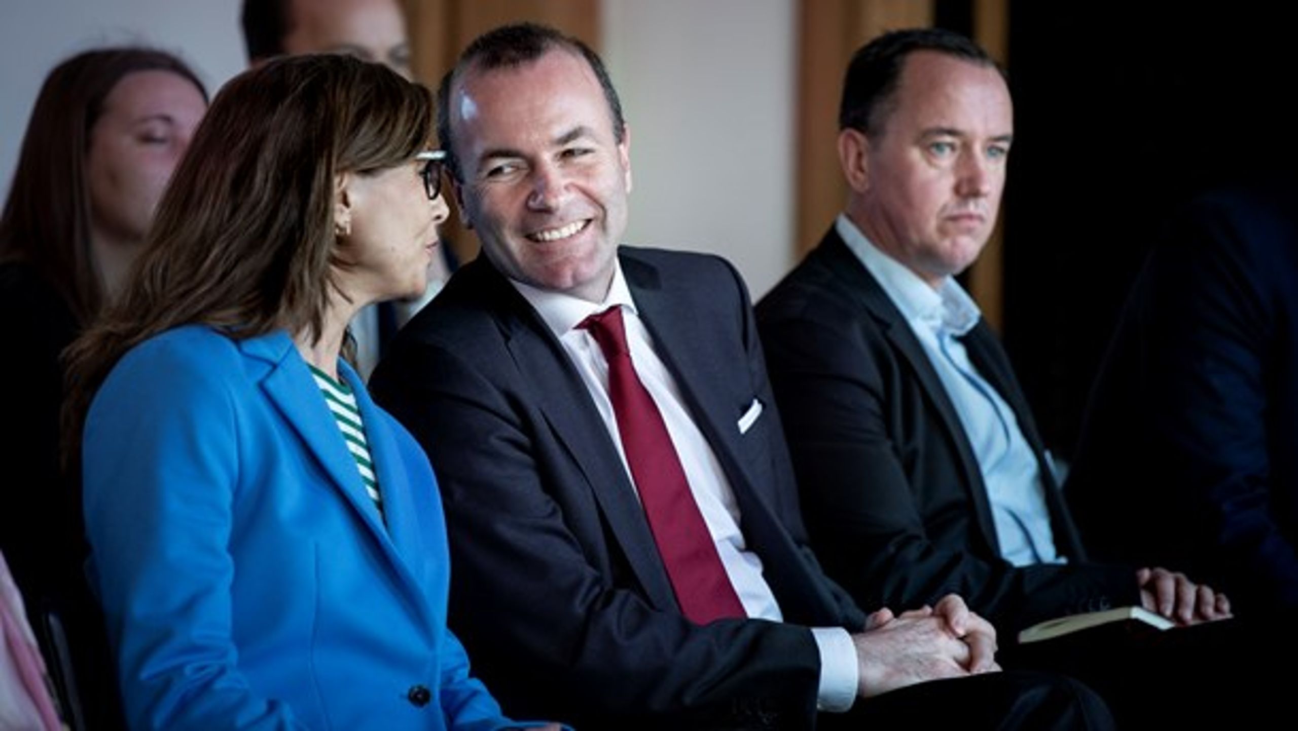 Tyske Manfred Weber vil gerne være formand for EU-Kommissionen. Undervejs i valgkampen til Europa-Parlamentet førte han valgkamp i alle EU's medlemsstater. Her er han i Danmarks sammen med Pernille Weiss (K).&nbsp;