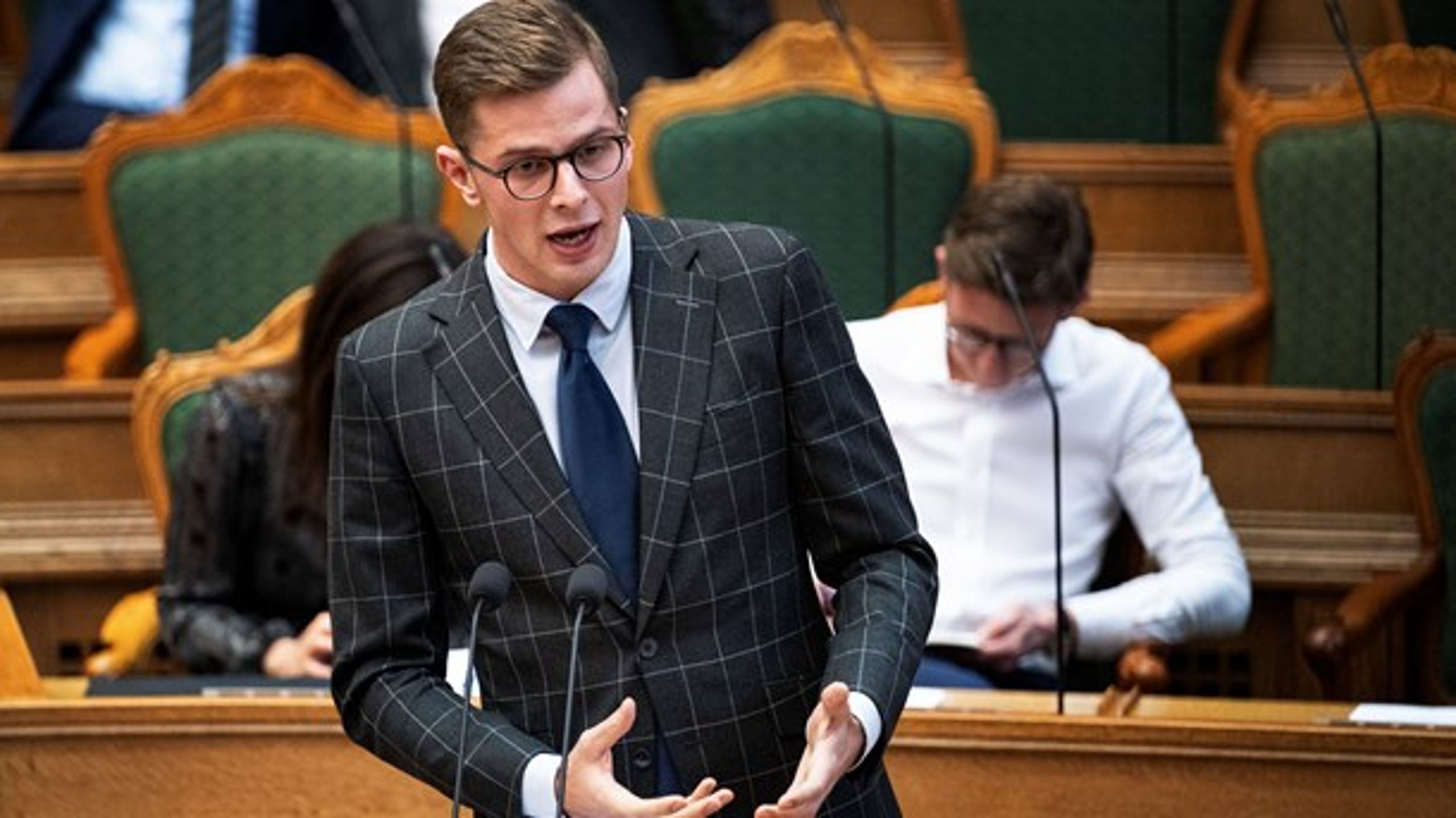 LA-formanden Alex Vanopslagh til møde i Folketingssalen i november.&nbsp;