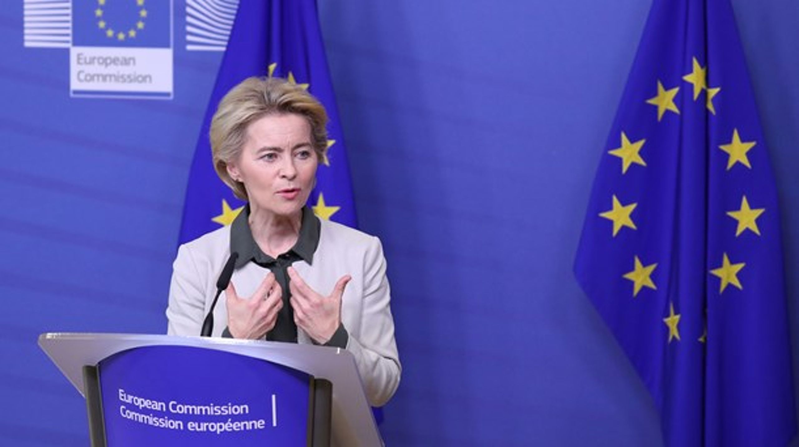 Formand for EU-Kommissionen Ursula von der Leyen præsenterer den grønne aftale.