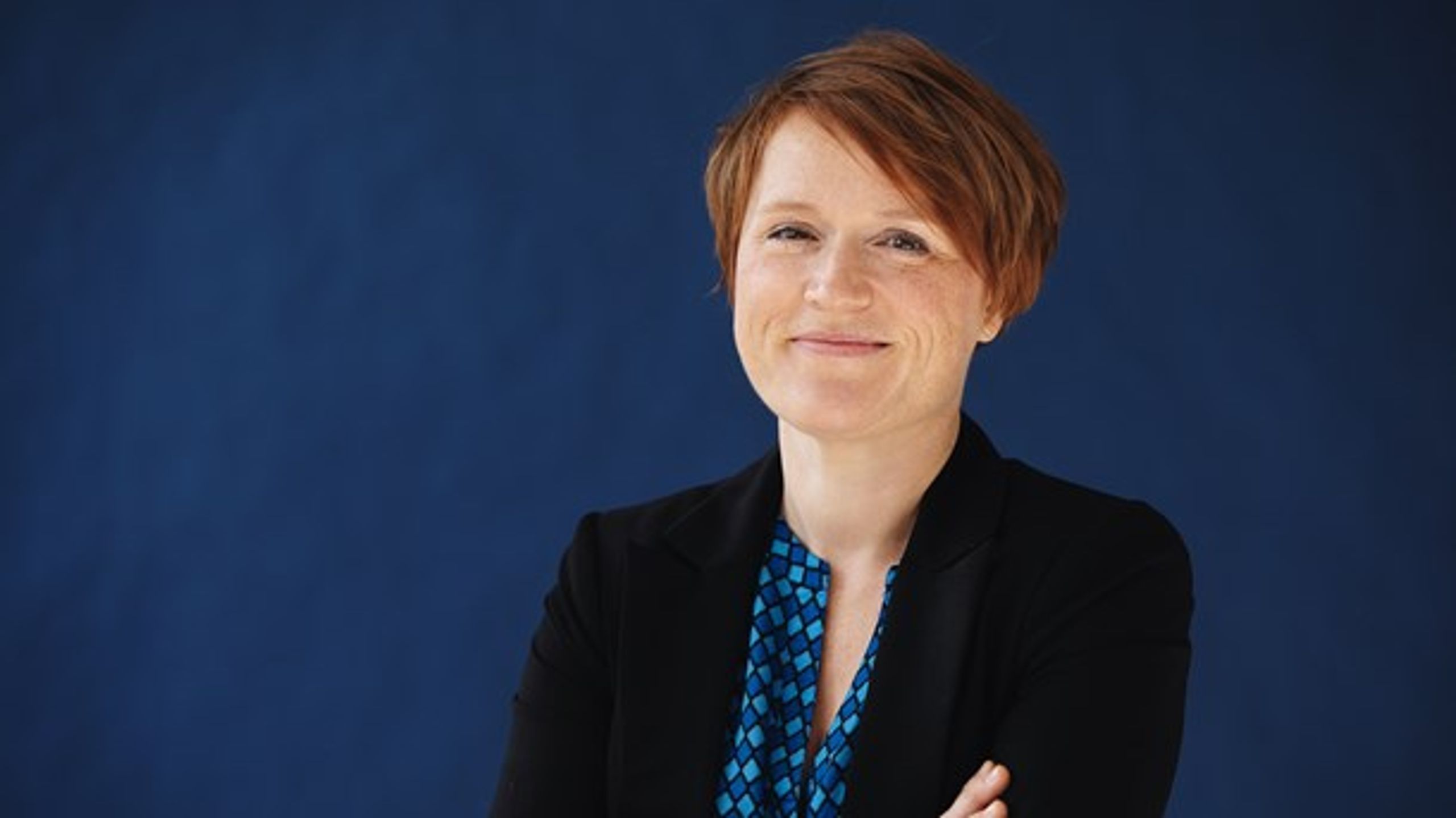 Nina Olsen er vicedirektør i Danske Erhvervsskoler og -Gymnasier. Hendes arbejdsliv har som alle andres været&nbsp;rundt på gulvet de seneste måneder. (Foto:&nbsp;Emil Frej Hansen)