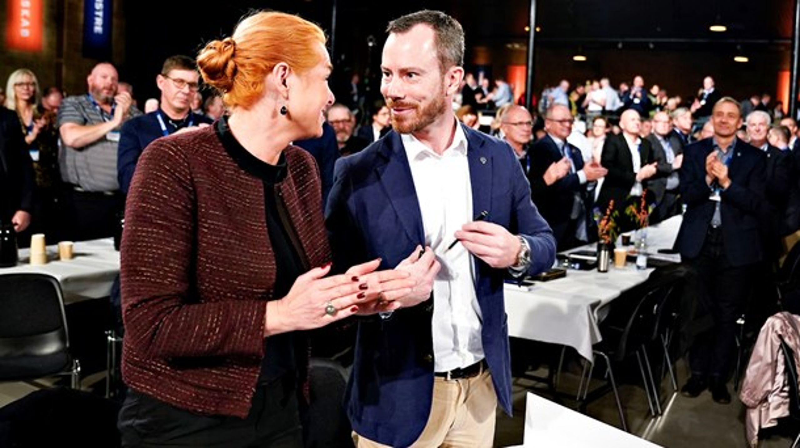 Venstre skal i weekenden vælge ny næstformand. Her ses Inger Støjberg og Jakob Ellemann, da de i september 2019 netop var blevet valgt til næstformand og formand for Venstre, men meget er sket siden.&nbsp;