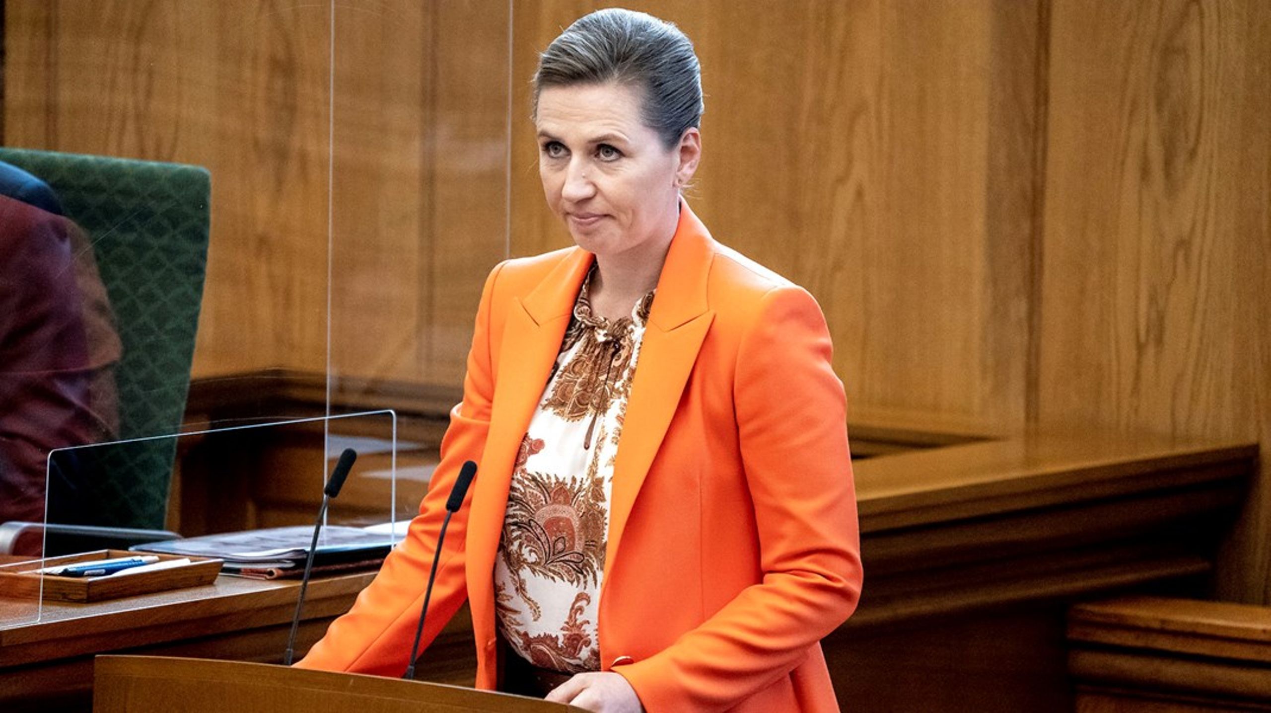 Statsminister Mette Frederiksen (S) under afslutningsdebatten i 2020.