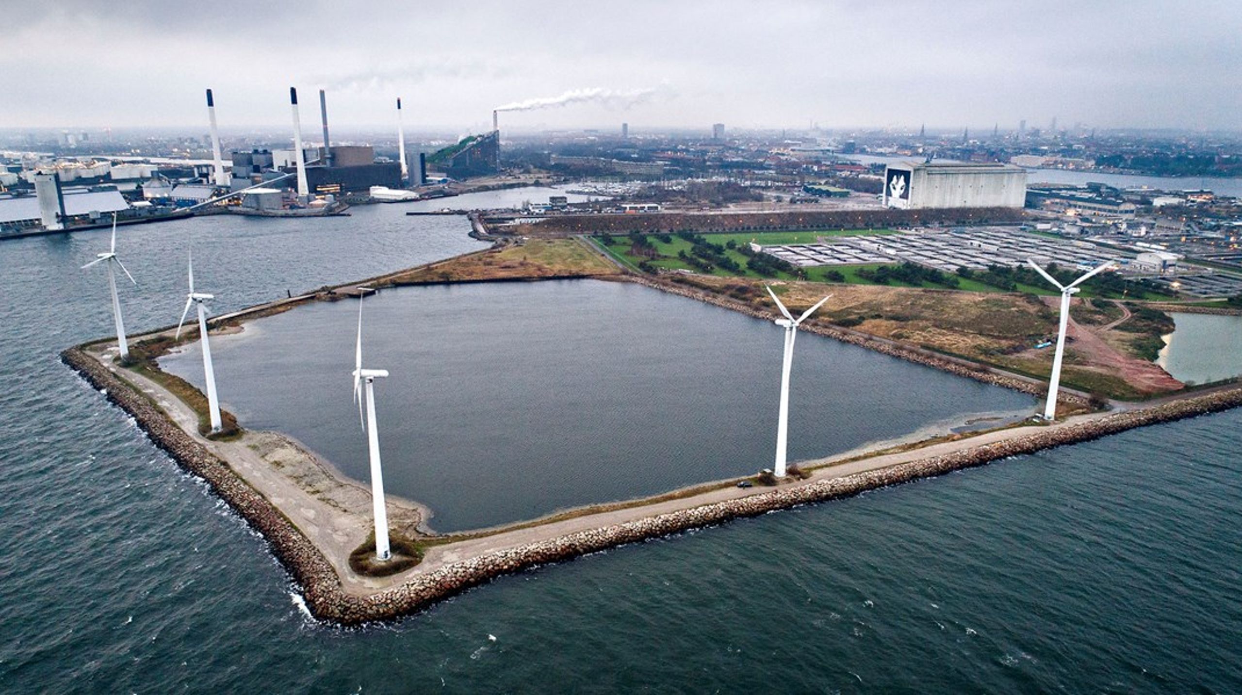 Området i Københavns Havn, hvor Lynetteholm er planlagt at skulle anlægges.&nbsp;