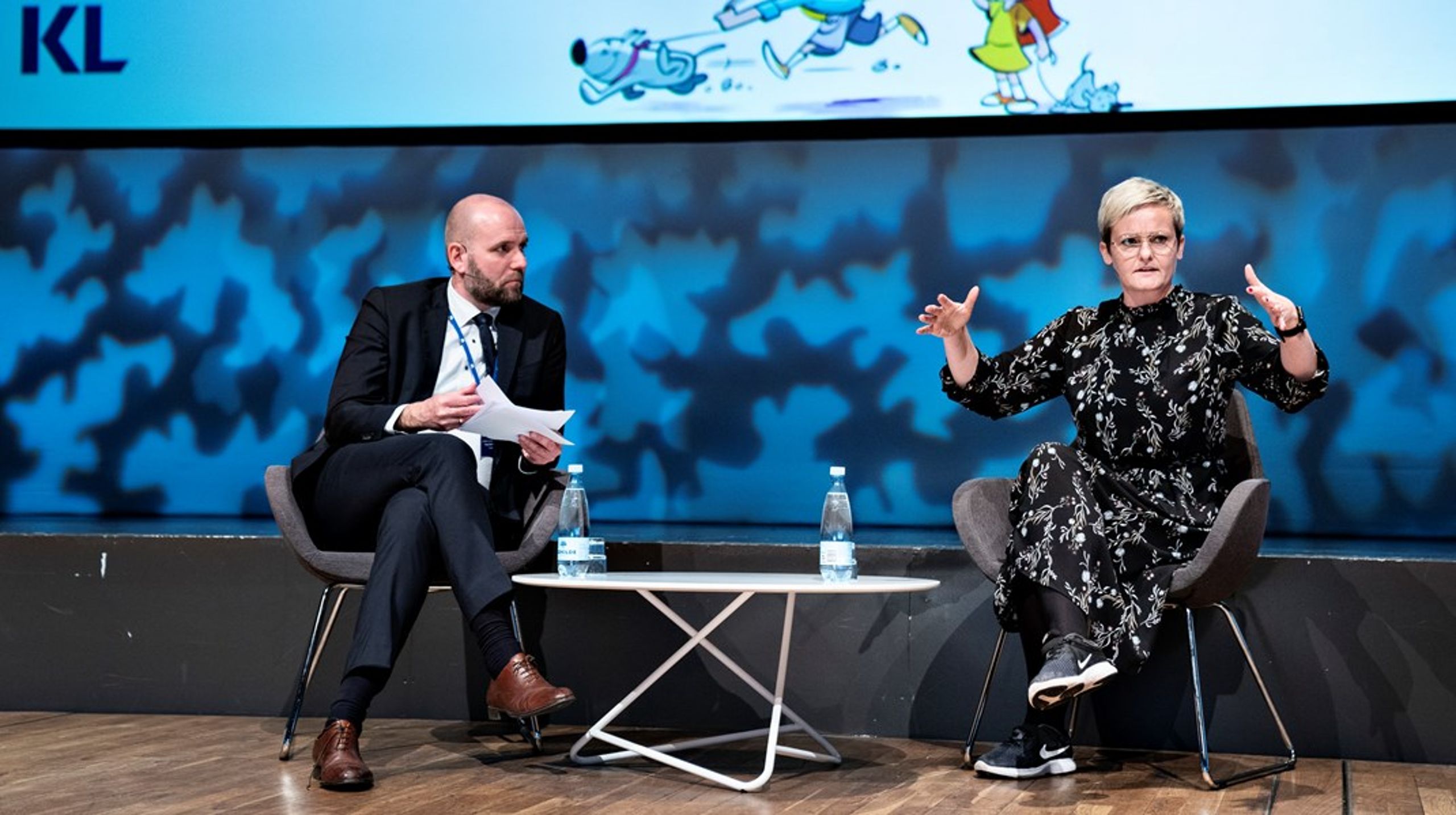 Thomas Gyldal Petersen og Pernille Rosenkrantz-Theil under KL’s Børn &amp; Unge Topmøde i 2020.