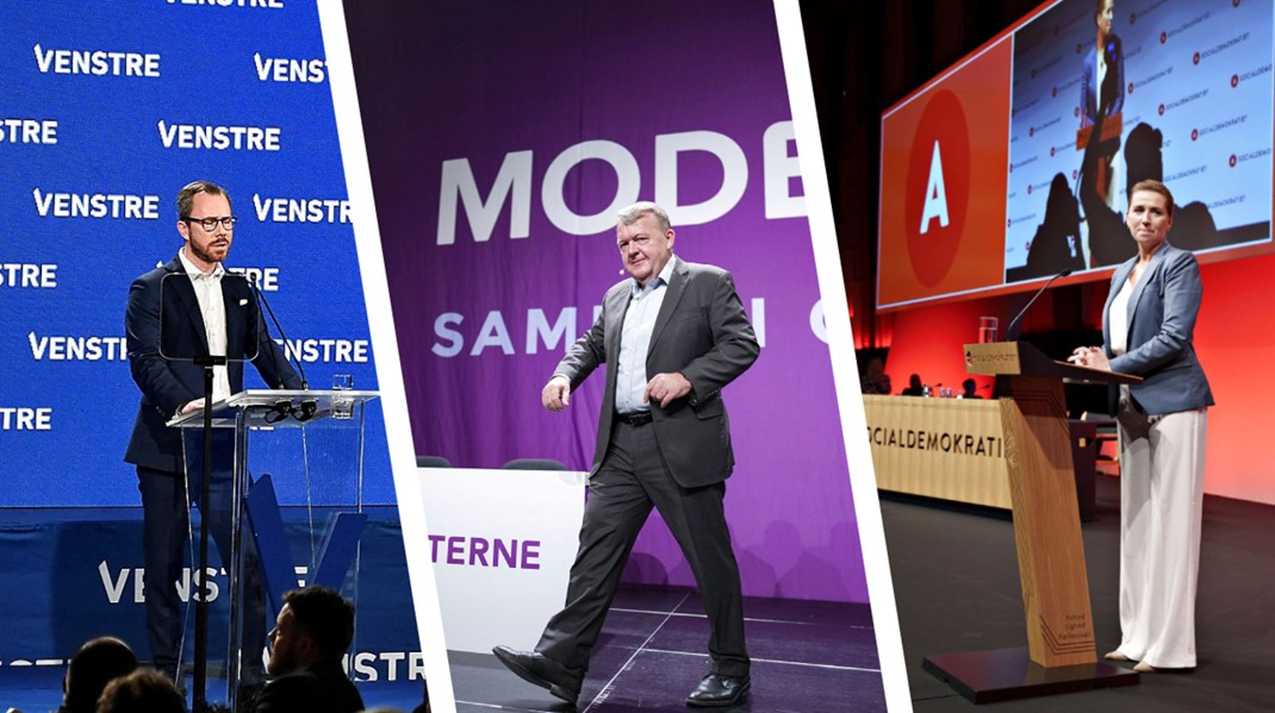 De tre regeringspartier, Venstre, Moderaterne og Socialdemokratiet,&nbsp;holder landsmøder i henholdsvis november, marts, og september.