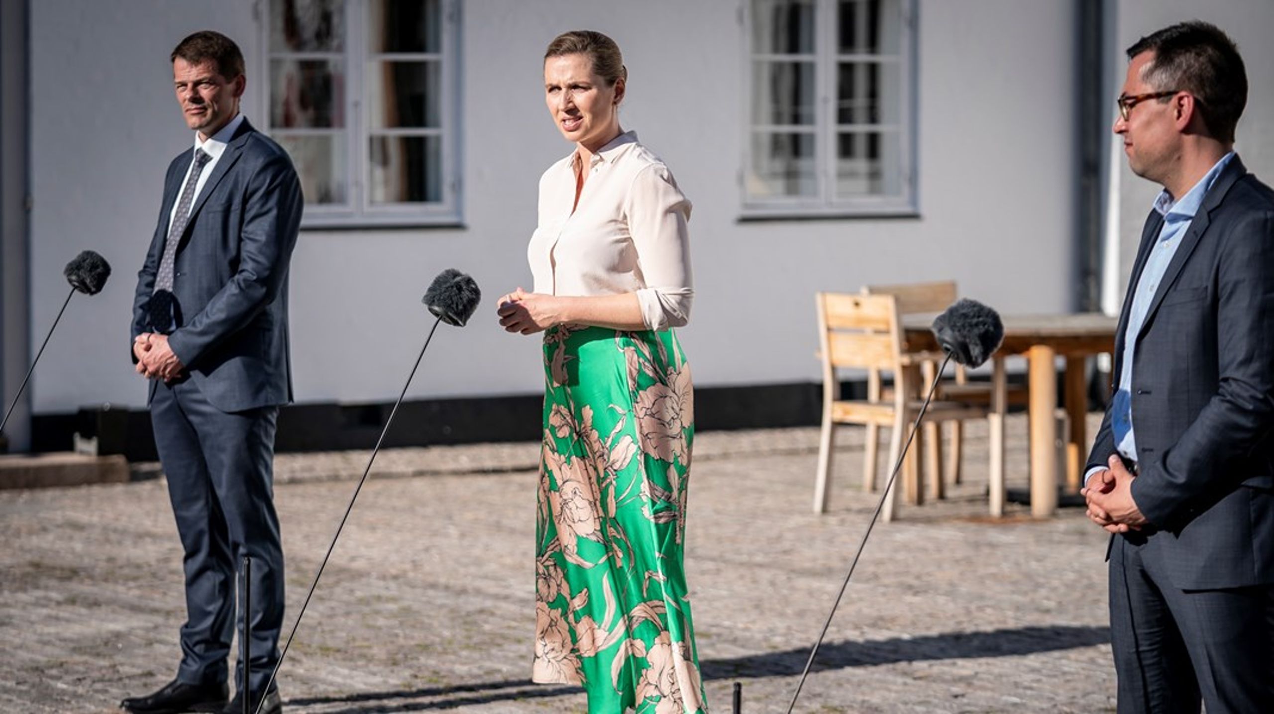 Lagmand på Færøerne Bárður á Steig Nielsen, statsminister Mette Frederiksen (S) og&nbsp;formand for Naalakkersuisut i Grønland Múte Bourup Egede.&nbsp;