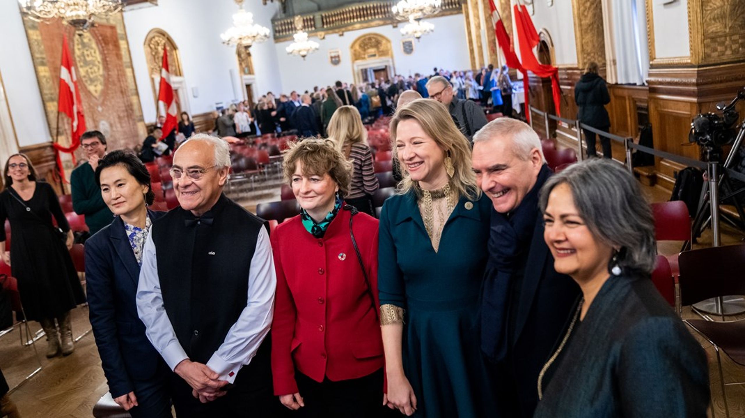 Overborgmester Sophie Hæstorp Andersen, teknik- og miljøborgmester Line Barfod, kultur- og fritidsborgmester Mia Nyegaard under den officielle åbning af arkitekturåret på Københavns Rådhus tirsdag den 17. januar 2023.&nbsp;<br>