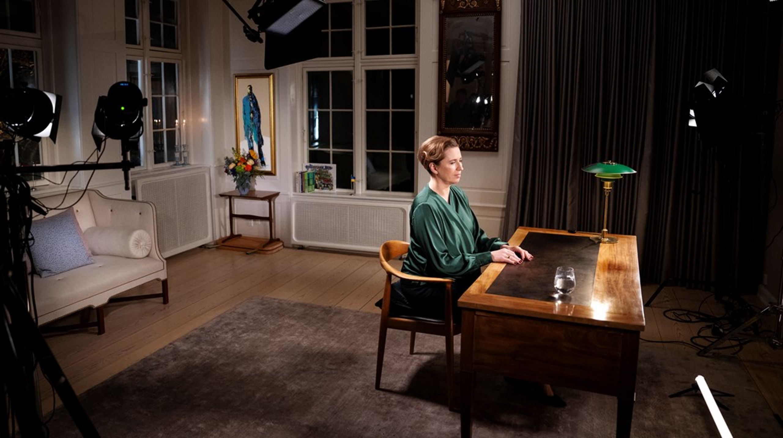 Statsminister Mette Frederiksen (S) holdt traditionen tro sin nytårstale 1. januar 2025 fra Marienborg.