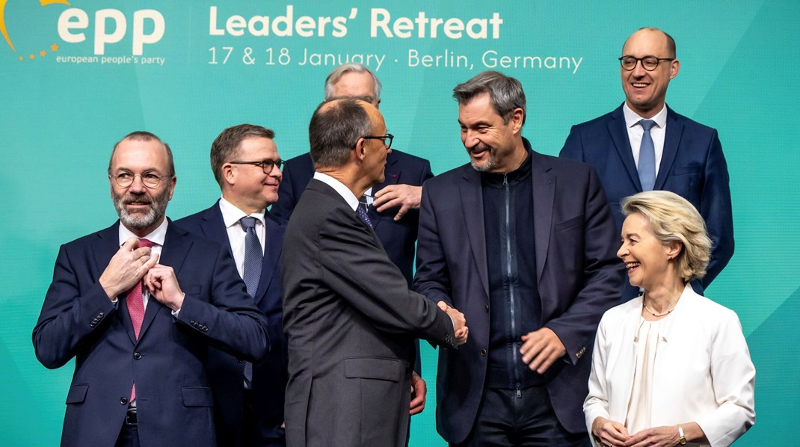 Friedrich Merz (i midten) har plejet sine relationer til andre EU-ledere i flere år for at bane vejen for en central plads på europæisk plan.