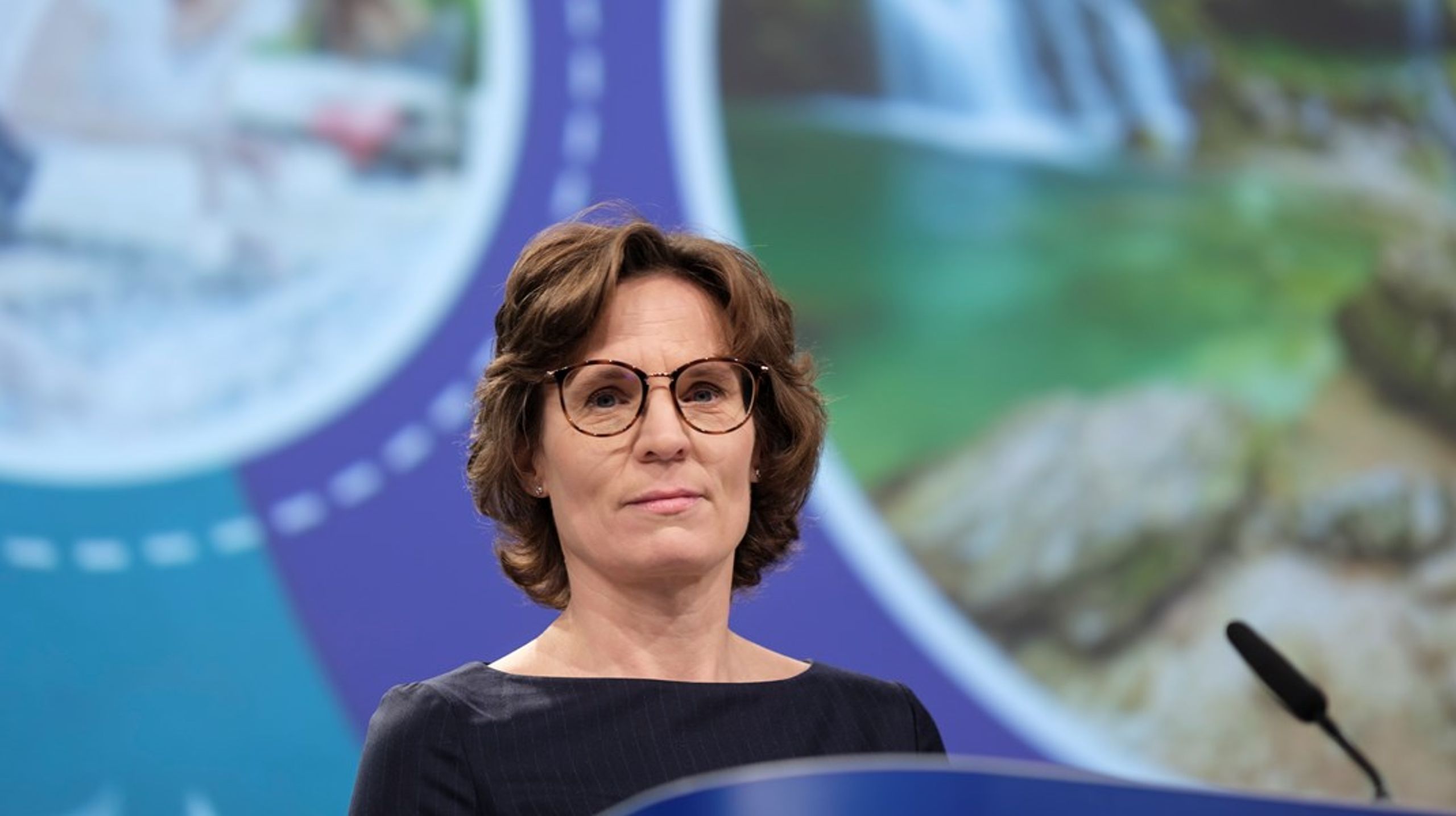 Miljøkommissær Jessika Roswall var med til at præsentere den nye miljøomnibus.&nbsp;