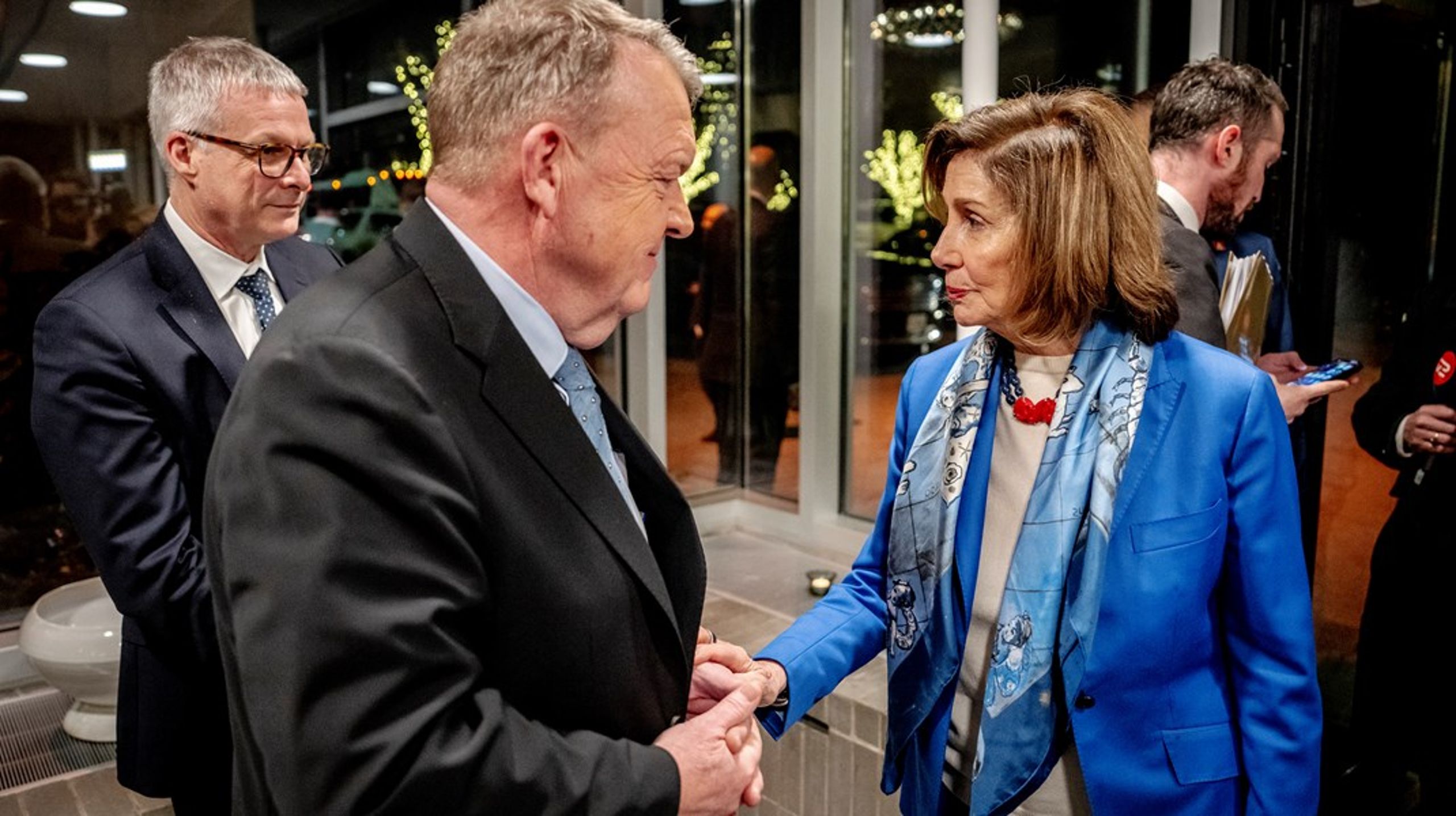 Den tidligere formand for Repræsentanternes Hus, Nancy Pelosi,&nbsp;var onsdag inviteret til middag med Danmark og Grønland i Washington.