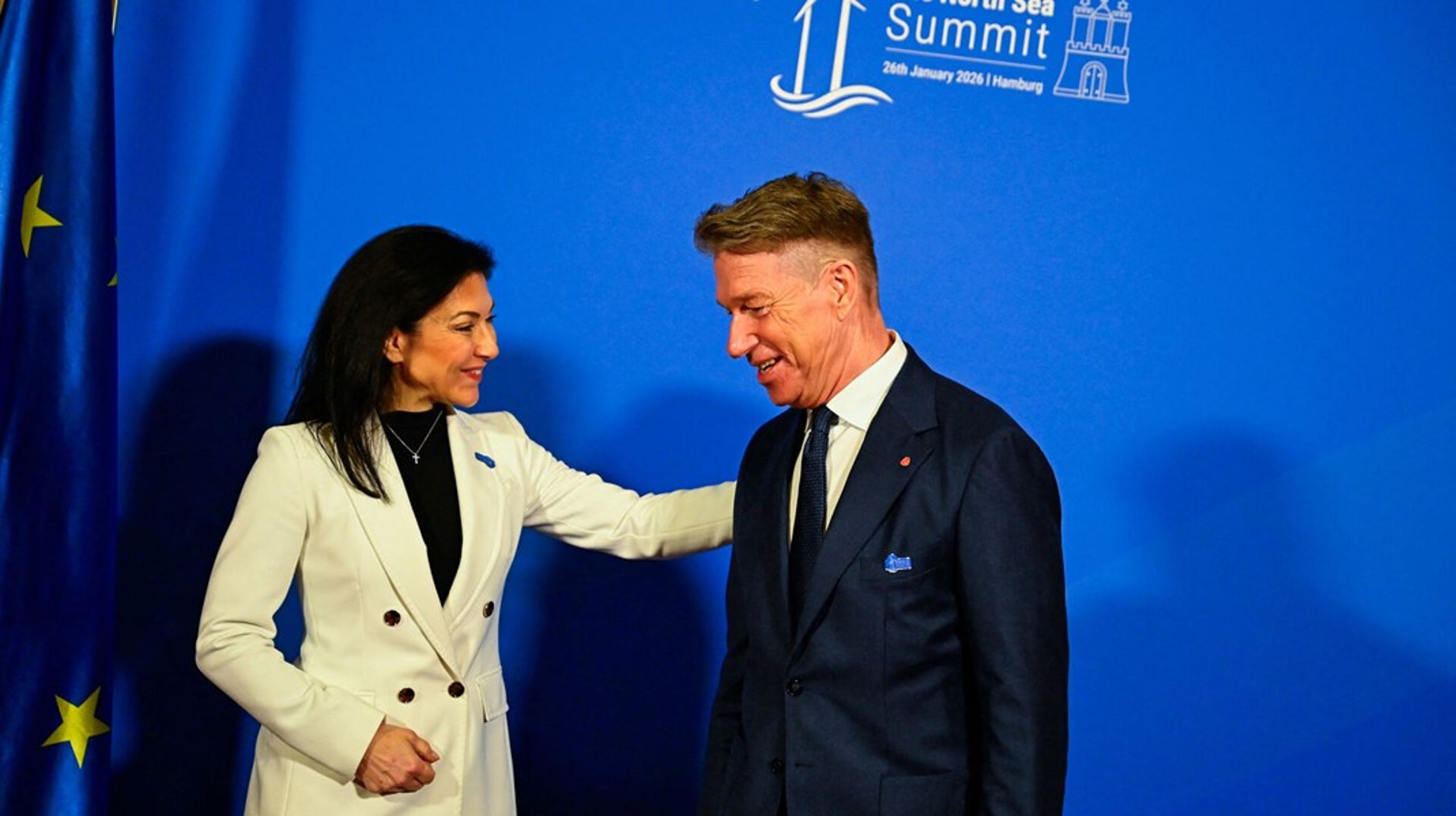 Den tyske energiminister Katherina Reiche og den norske energiminister Terje Aasland under mandagens energi-topmøde i Hamborg.&nbsp;