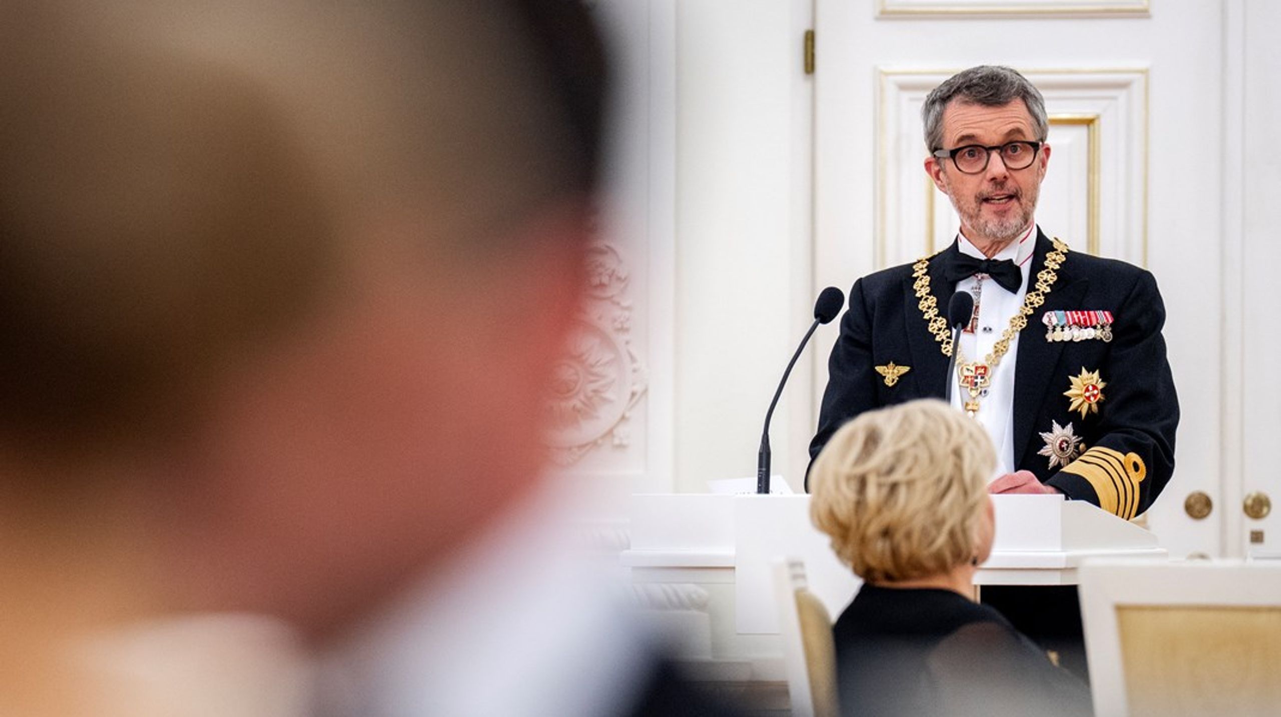 Kongen holdt tale&nbsp;ved statsbanket i Litauens præsidentpalads i Vilnius&nbsp;onsdag 28. januar.