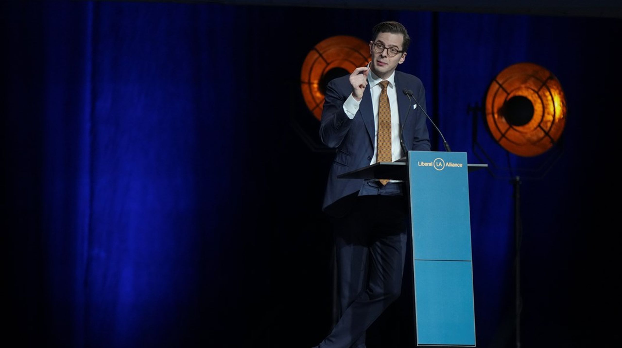 Liberal Alliances partiformand, Alex Vanopslagh, under partiets landsmøde i 2025. Arkivfoto.&nbsp;