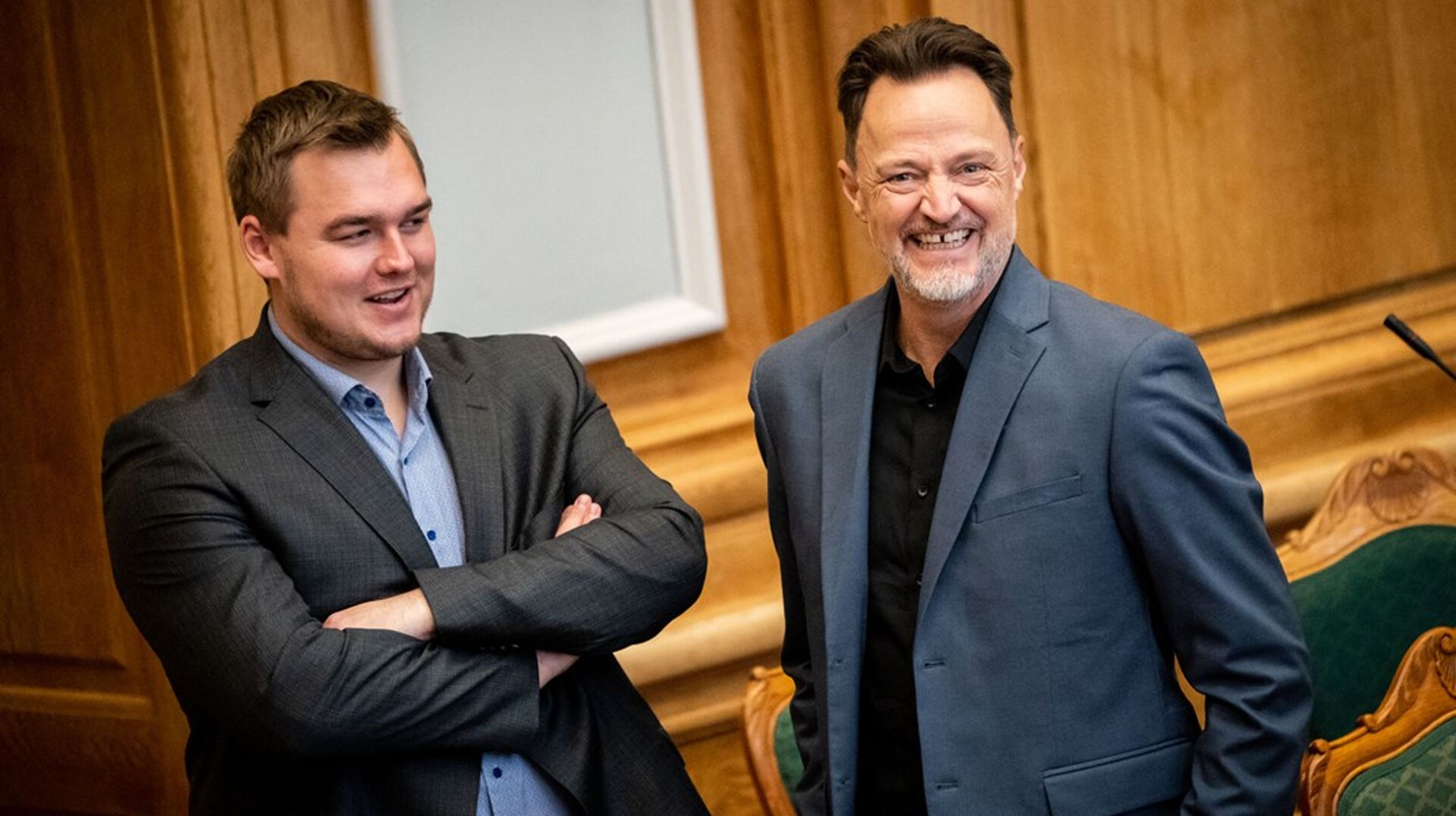 Socialdemokratiets fødevareordfører Thomas Skriver Jensen (tv) undrer sig over, at Zenia Stampe (R) ikke har taget fat i ham, hvis hun mener noget seriøst med sin kampagne&nbsp;for bedre dyrevelfærd i svineproduktionen.