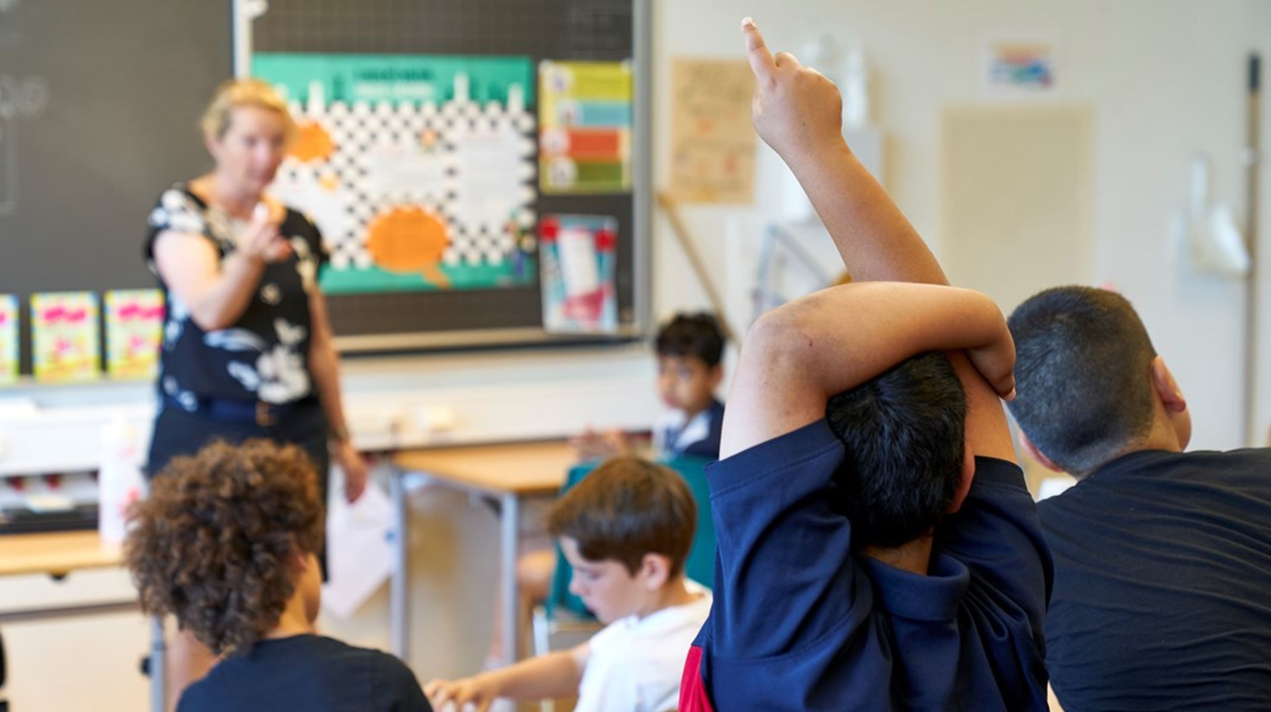 Der er stor forskel på, hvor langt folkeskolerne i landets kommuner har til at ramme det foreslåede loft på 14 elever i 0.-3. klasse. Her fra en folkeskole i Kalundborg.
