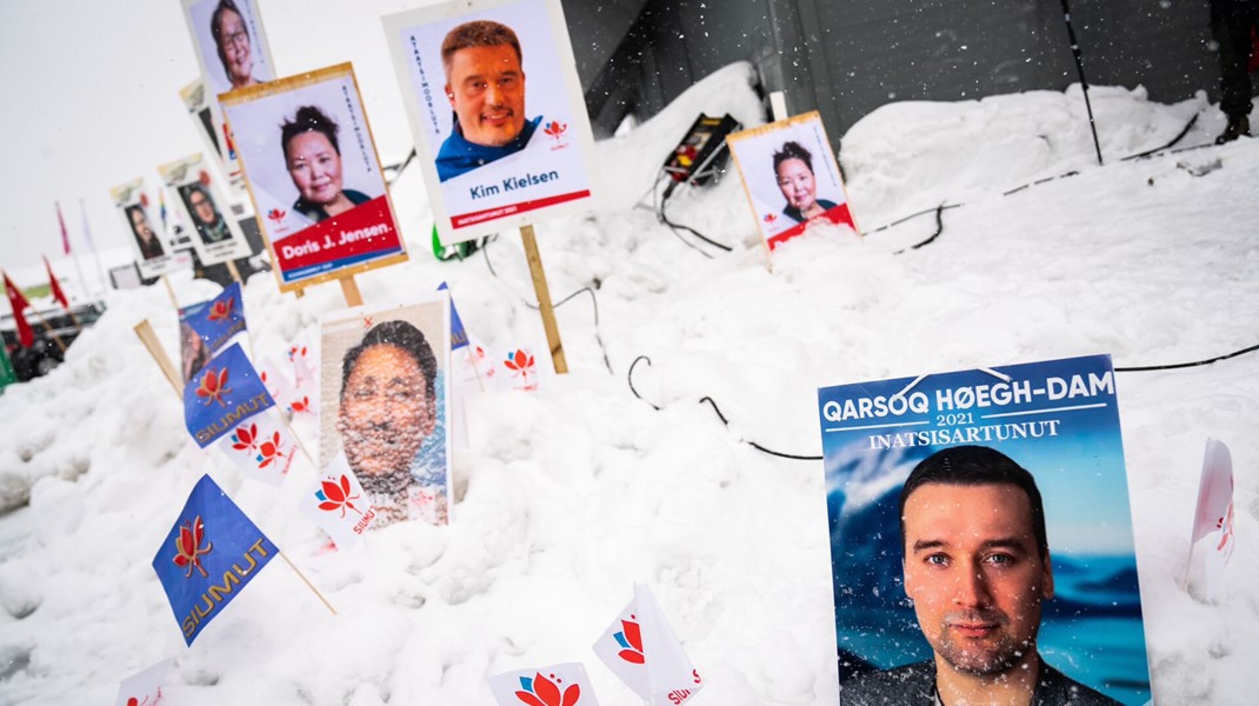 Valgplakter i Nuuk ved valget i 2021 (arkivfoto).