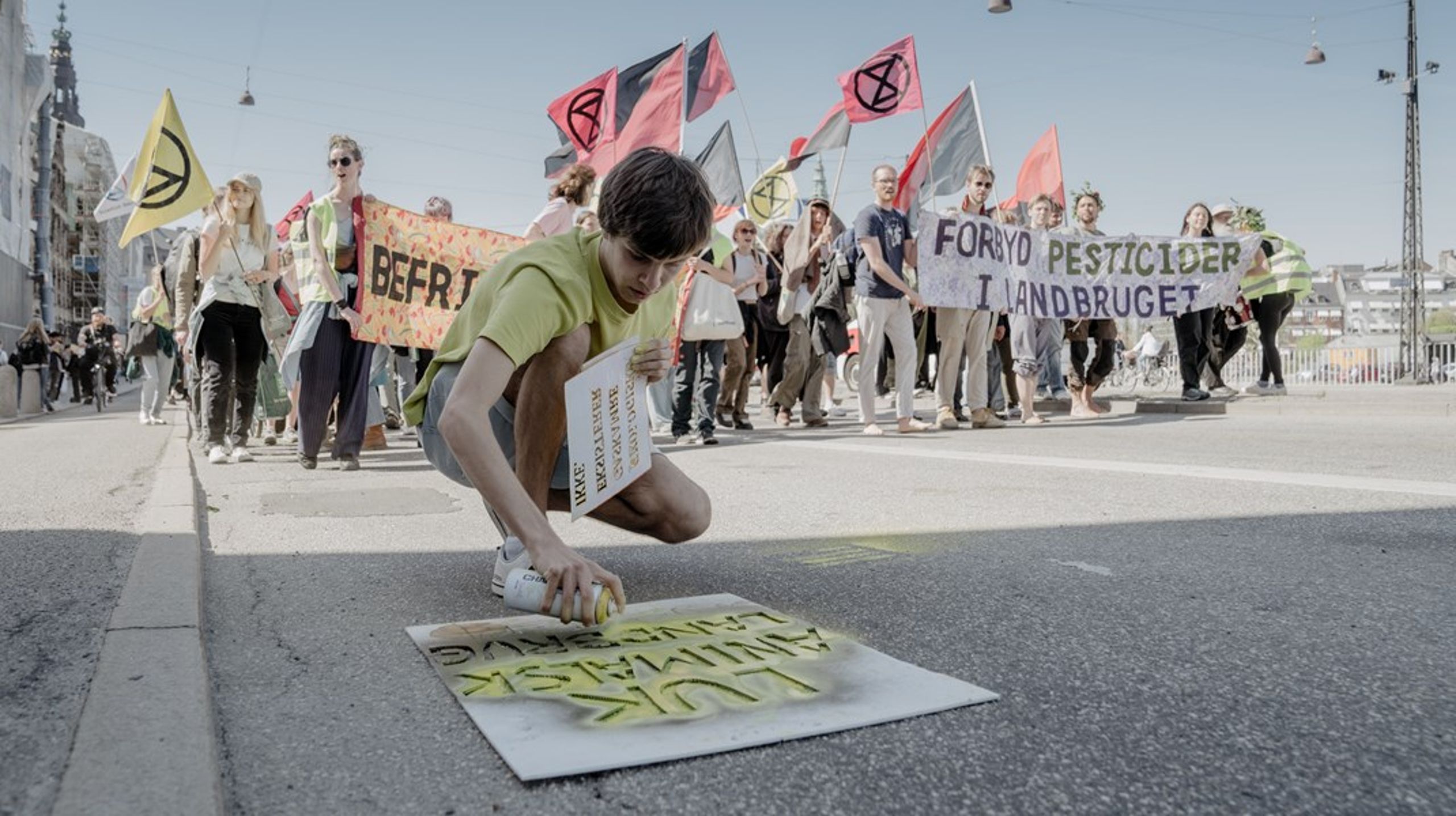 Klimademonstranter som Extinction Rebellion, der systematisk bruger civil ulydighed, skal have strengere straffe. Det mener Danmarksdemokraterne. <i>Arkivfoto.</i>