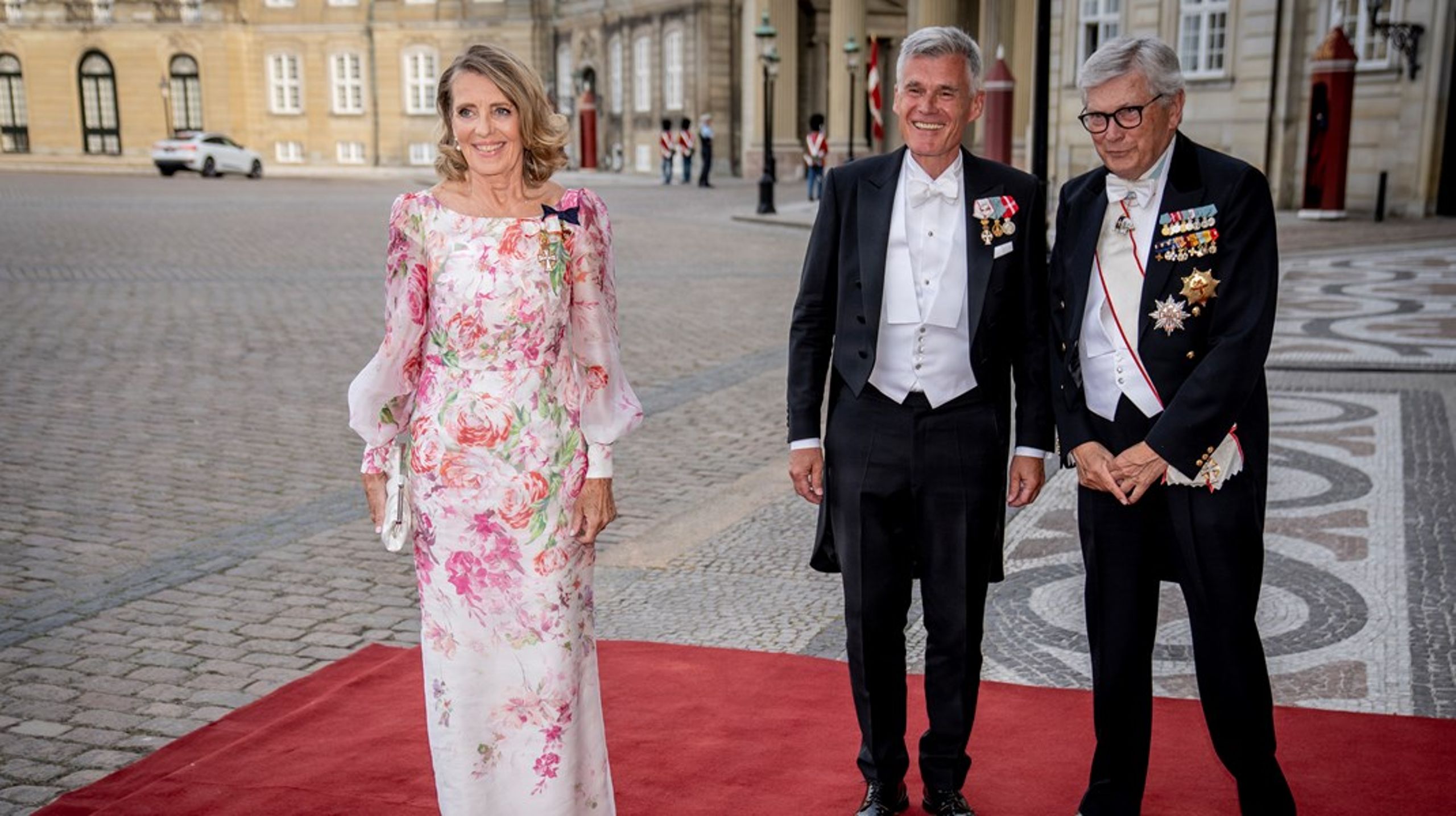 På billedet ankommer Lene Balleby til middag på Amalienborg Slot i København i 2023.