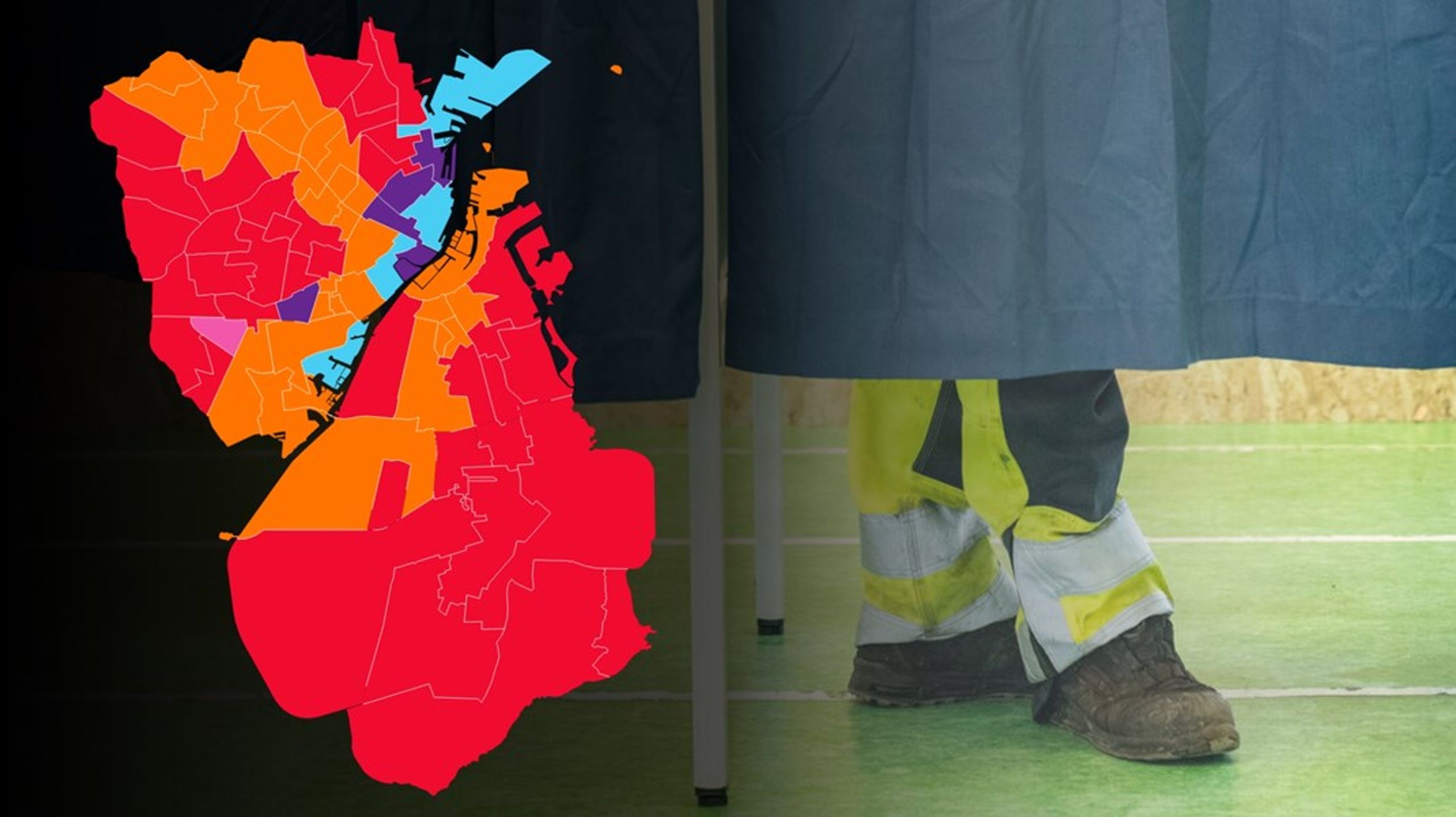 En pause fra arbejdet bliver brugt til at sætte kryds i Københavns Sydhavn. Her er S og Ø i øvrigt de mest populære partier.