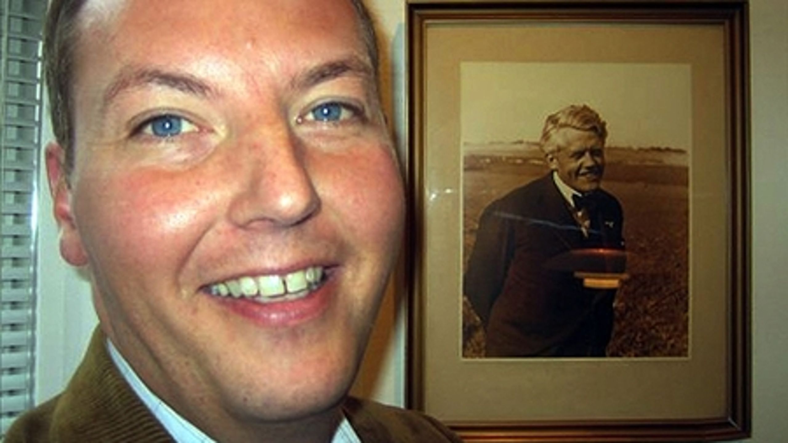 Morten Bangsgaard med sit politiske forbillede John Christmas Møller (1894-1948), der blev konservativ forretningsfører i 1923 og partiets formand i 1928.