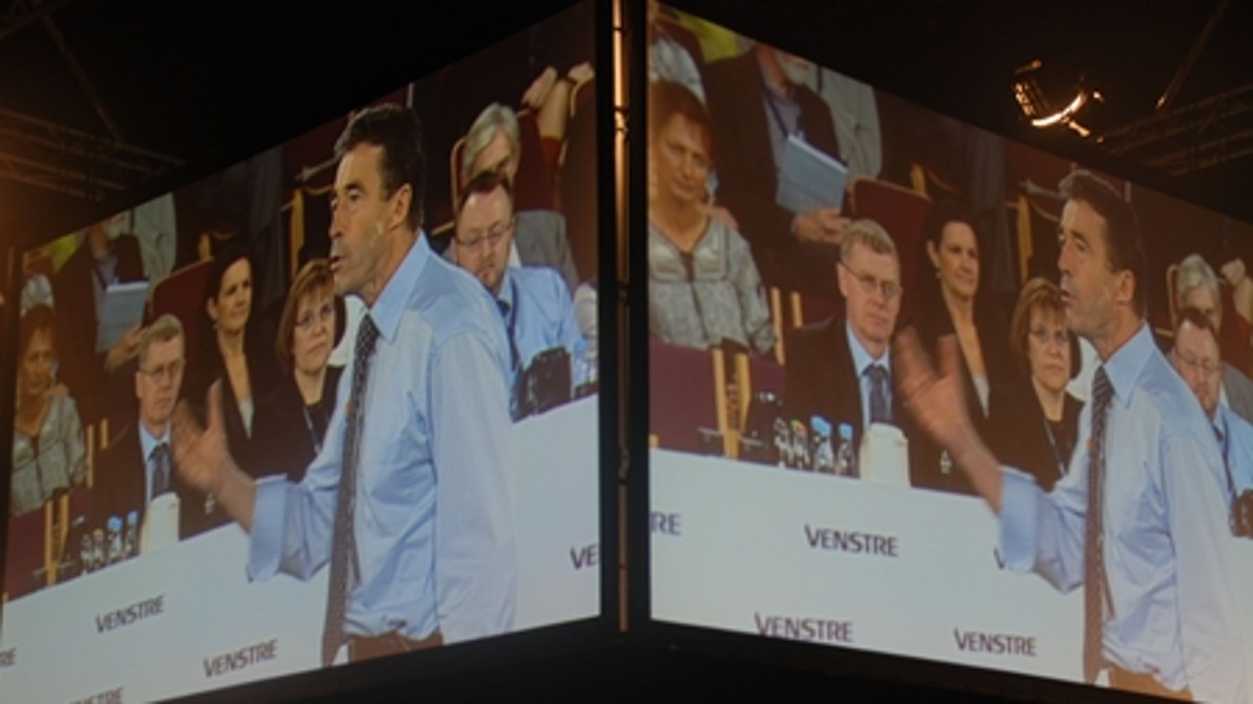 Anders Fogh Rasmussen i aktion på Venstres landsmøde.