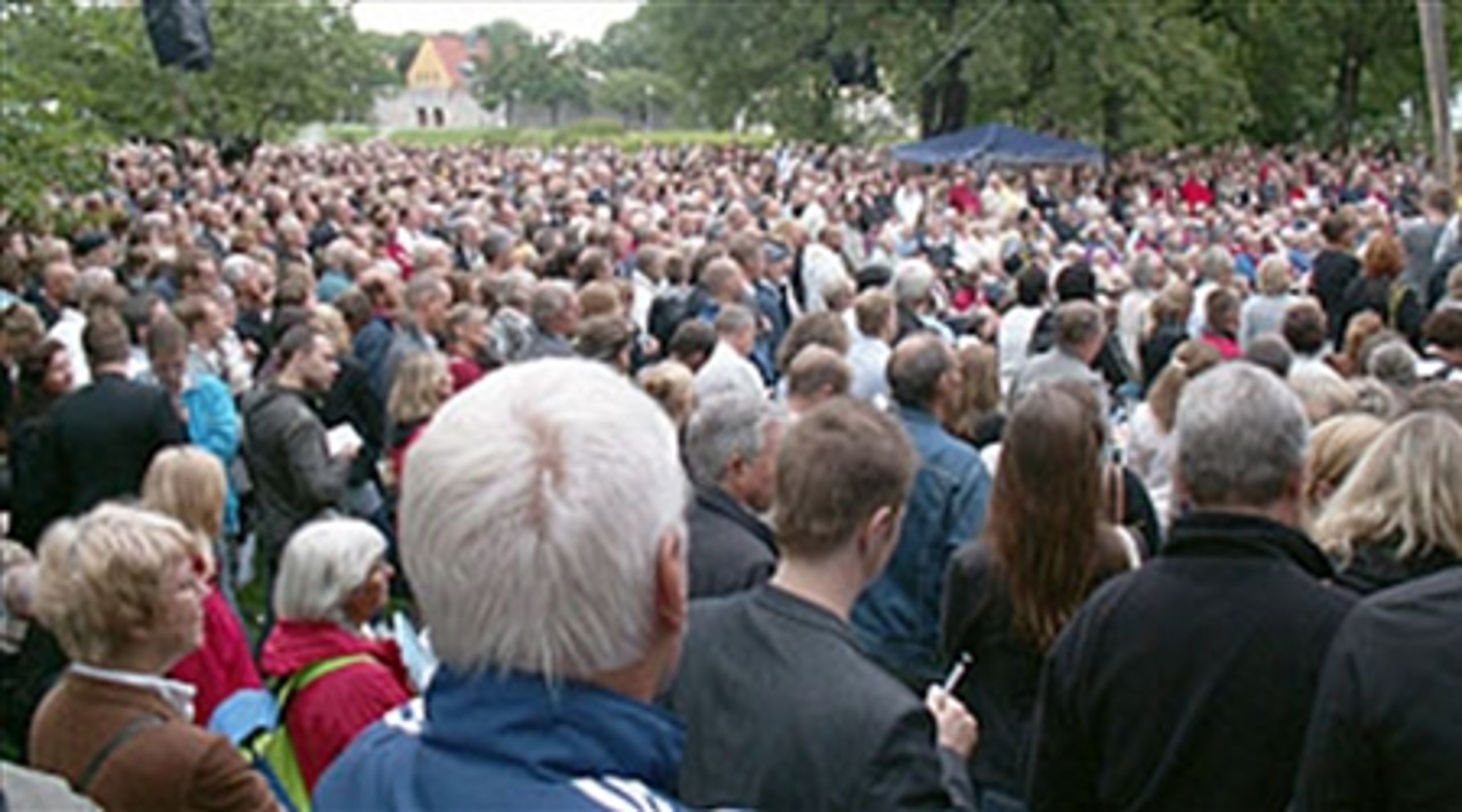 Tusindvis af mennesker samles hvert år i Almedalen på Gotland for at høre politikere debattere og tale.