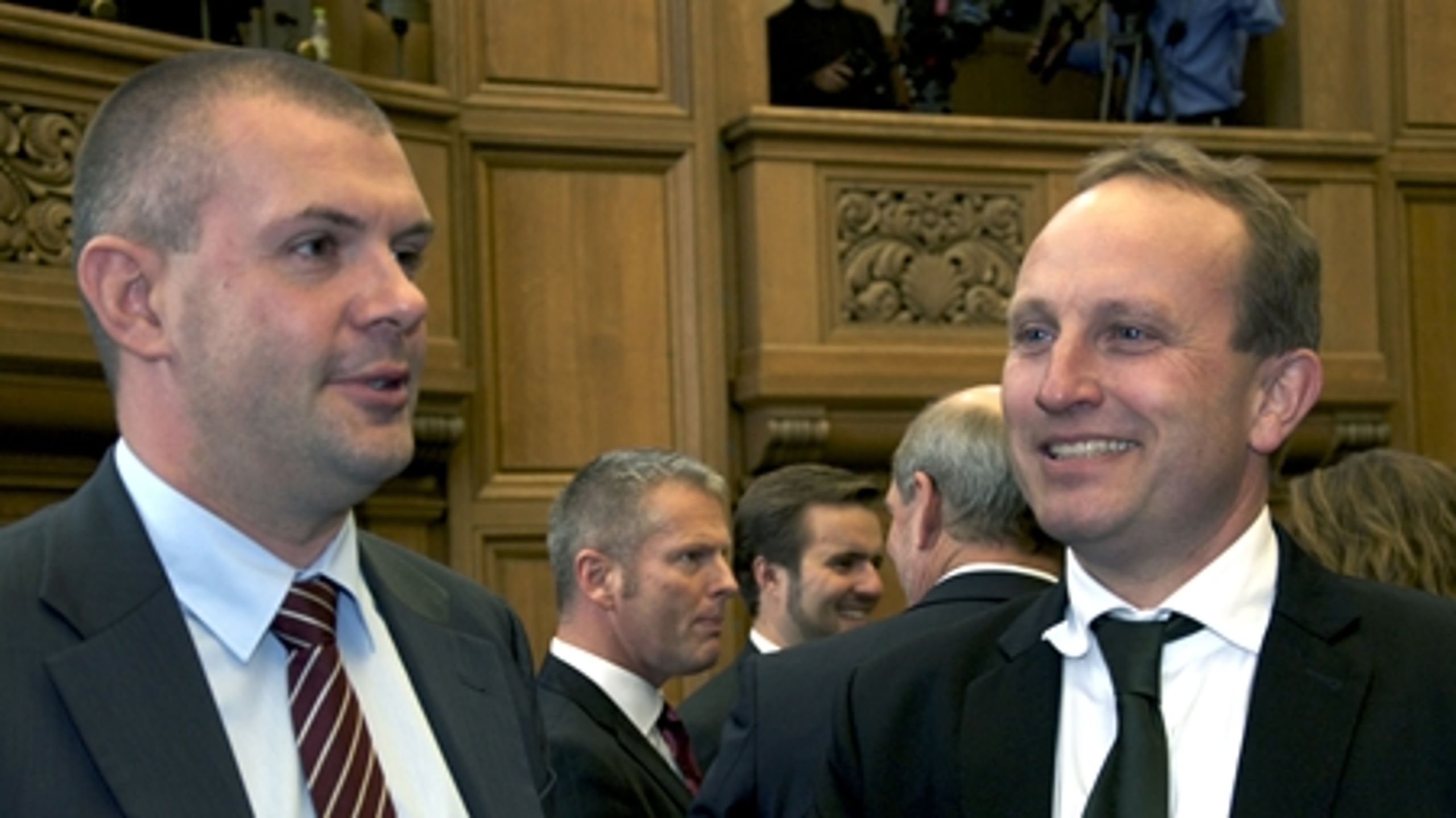 Klima- og energiminister Martin Lidegaard (R) og finansminister Bjarne Corydon (S) ved Folketingets åbning. Begge vurderes til at være blandt regeringens mest troværdige ministre.   