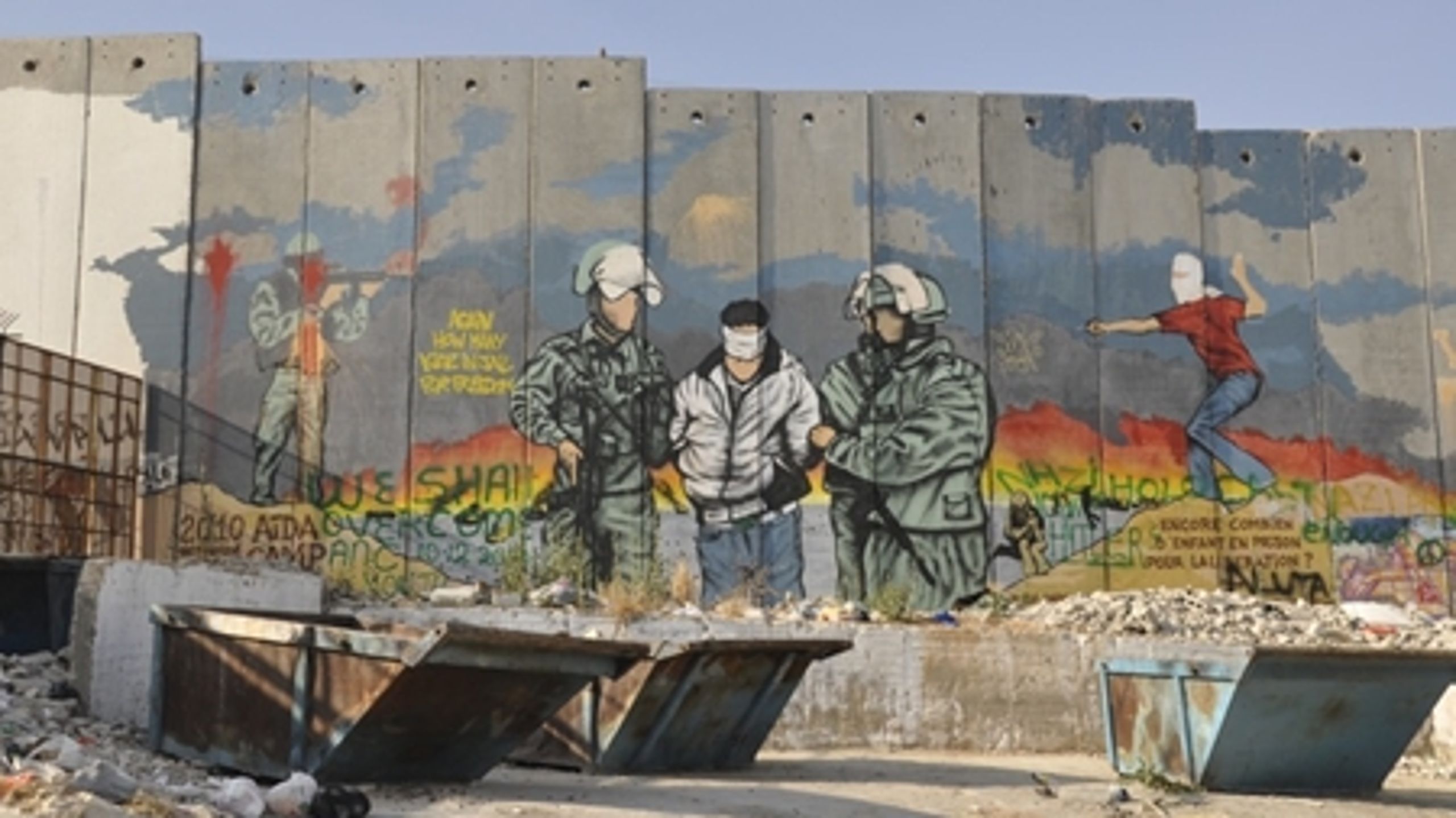 Støtten til Det Palæstinensiske Selvstyre er gradvist hævet, så den i 2014 er lagt op til at lande på 250 mio. kr. (Billedet: Muren mellem Israel og Palæstina).