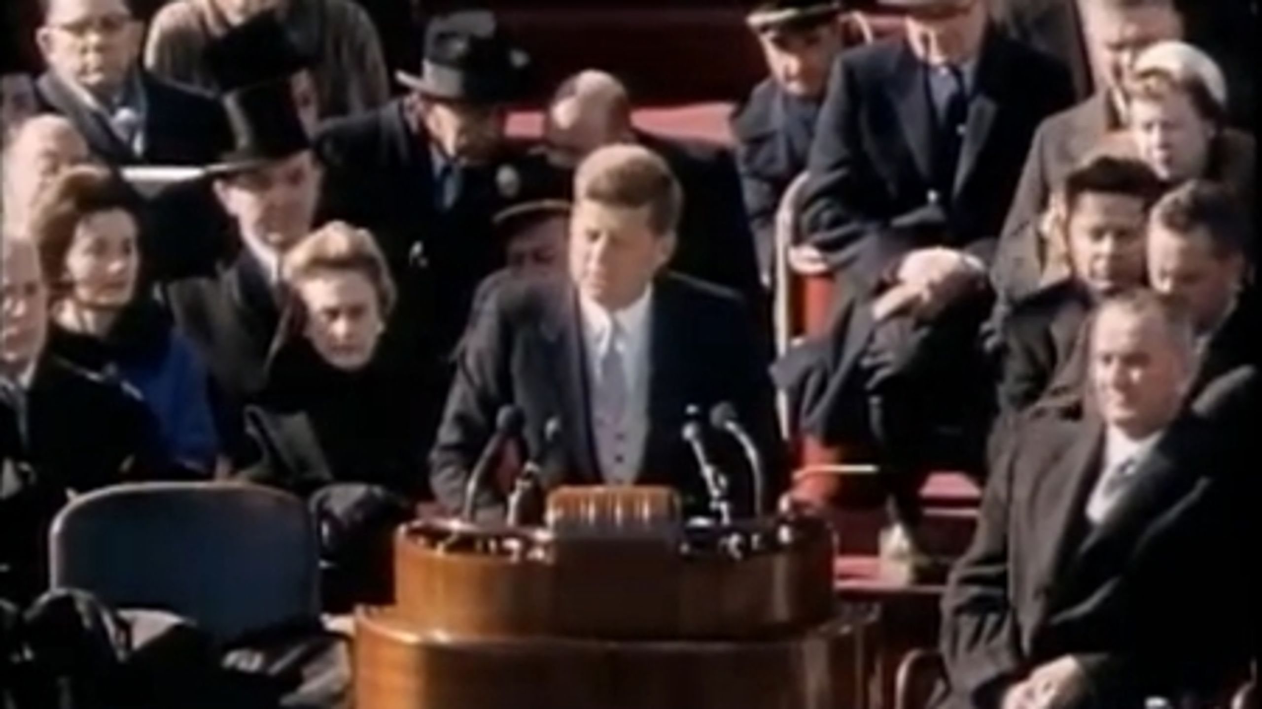 John F. Kennedy ved sin indsættelsestale 20. januar 1961.
