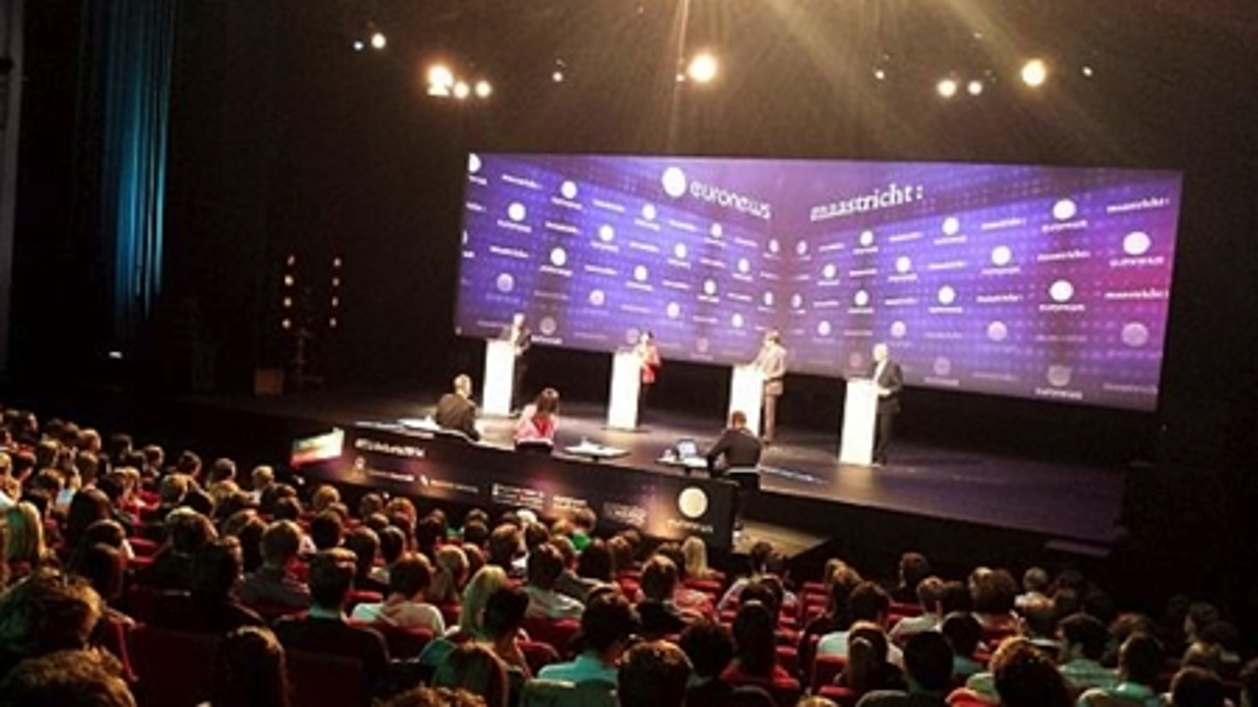 Mere end 600 primært unge mennesker var på plads i Maastricht for at se den første TV-debat mellem de europæiske partiers spidskandidater til posten som ny formand for EU-Kommissionen.