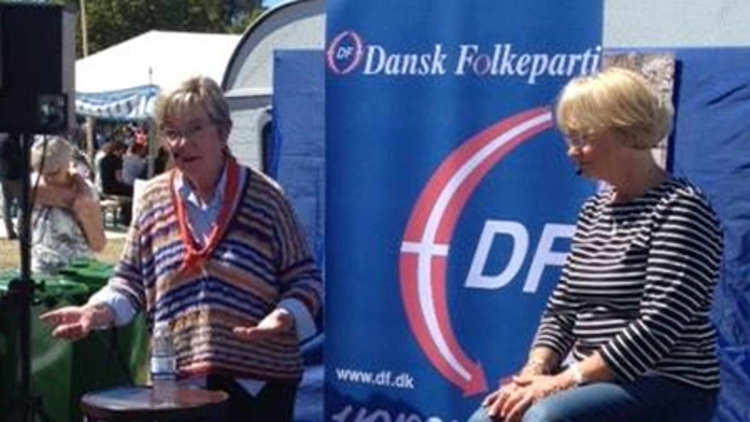 Kulturminister Marianne Jelved (R) debatterede kulturpolitik med Dansk Folkeparts Pia Kjærsgaard under sidste uges Folkemøde på Bornholm.