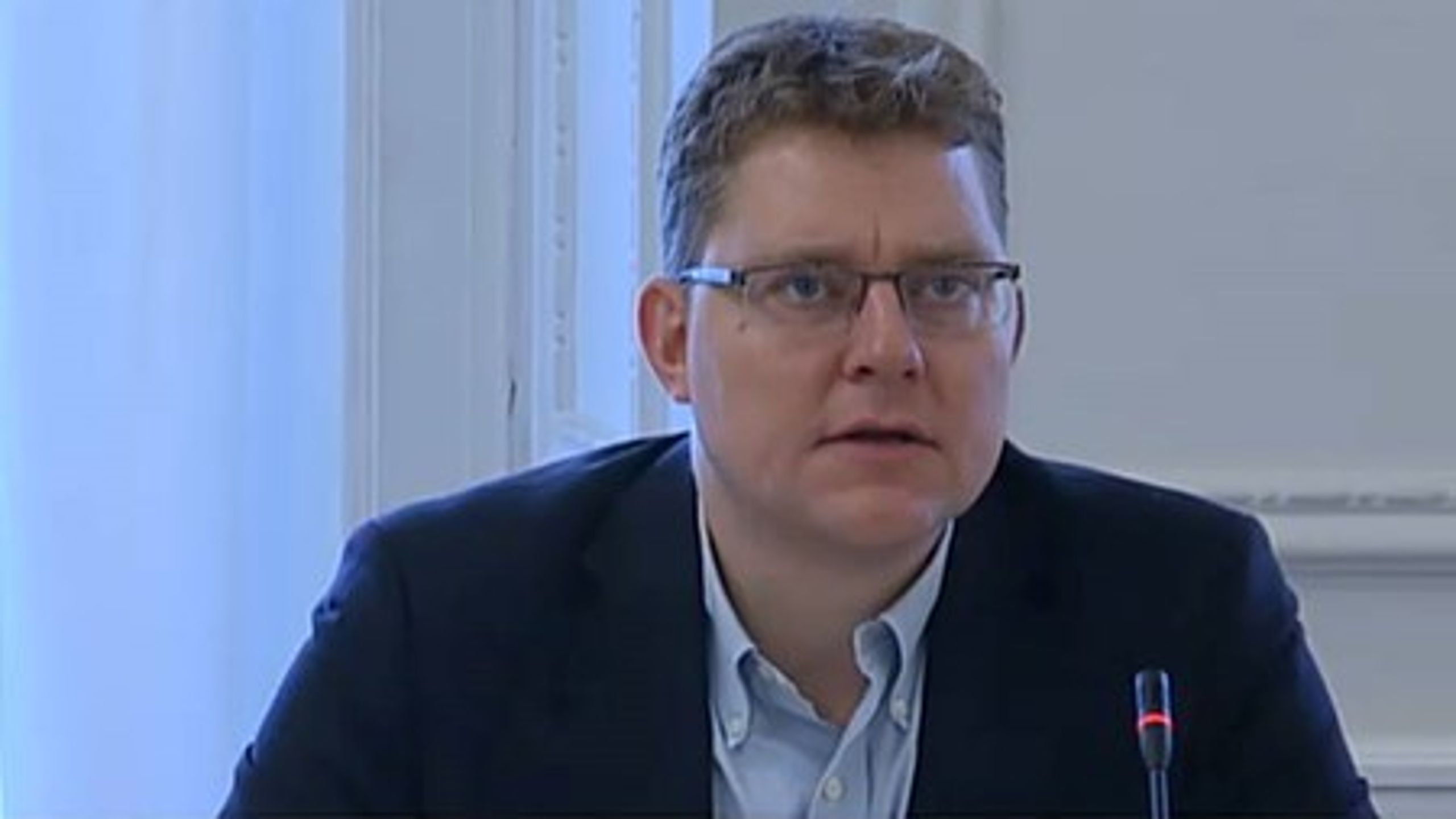 Klima- og energiminister Rasmus Helveg Petersen under samrådet, der har givet anledning til ny forvirring om PSO-afgiftslettelsen.