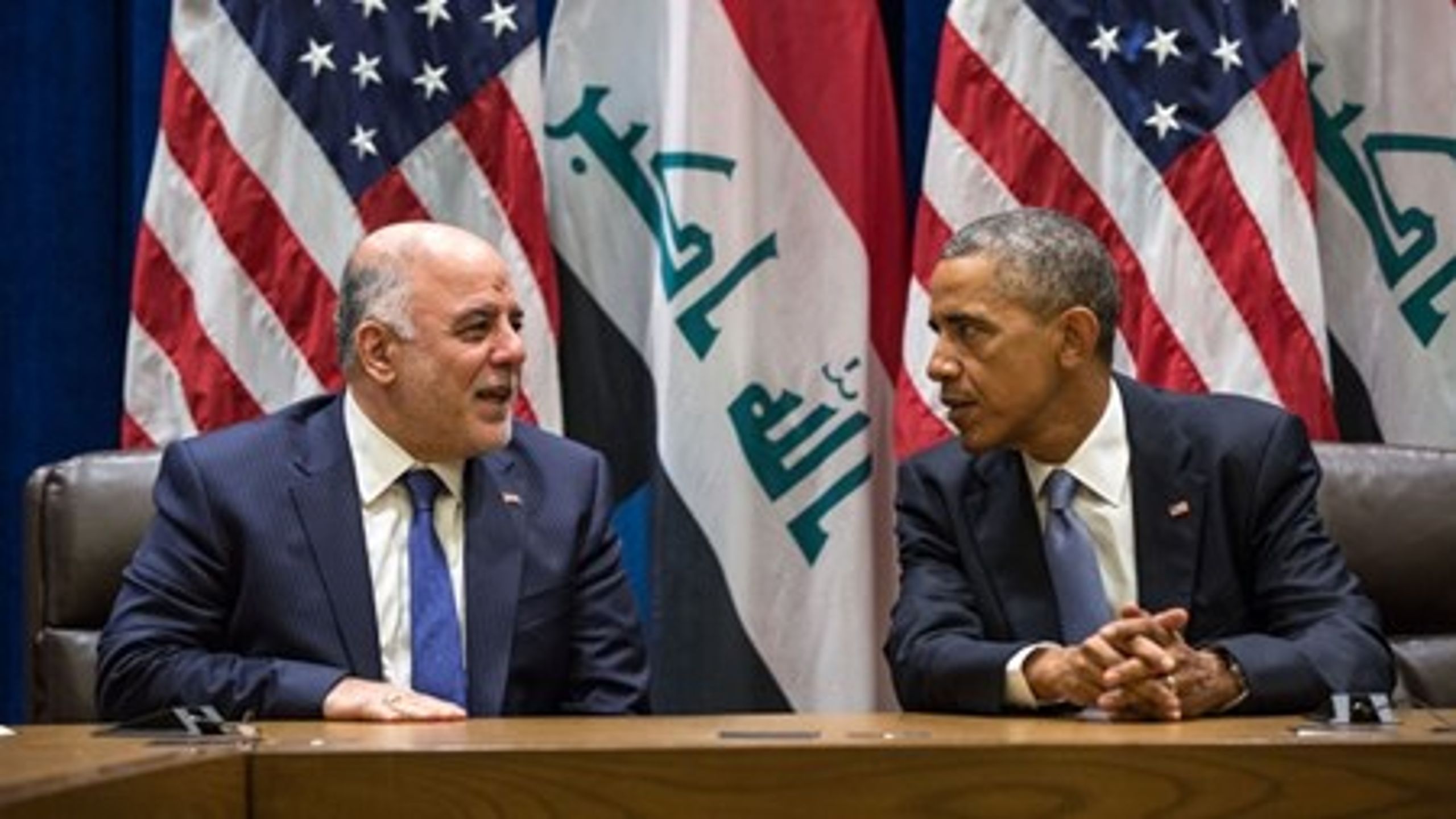 Obama og Iraks premierminister Haider al-Abadi holdt et bilateralt møde denne uge i New York, hvor de begge deltog i FN's generalforsamling.<br>