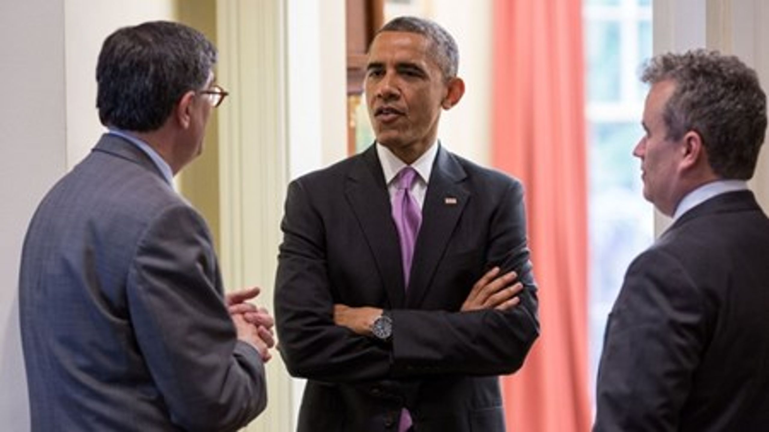 <br>Obama mødtes med USA's finansminister Jack Lew og direktøren for the National Economic Council på valgdagen denne uge.<br>