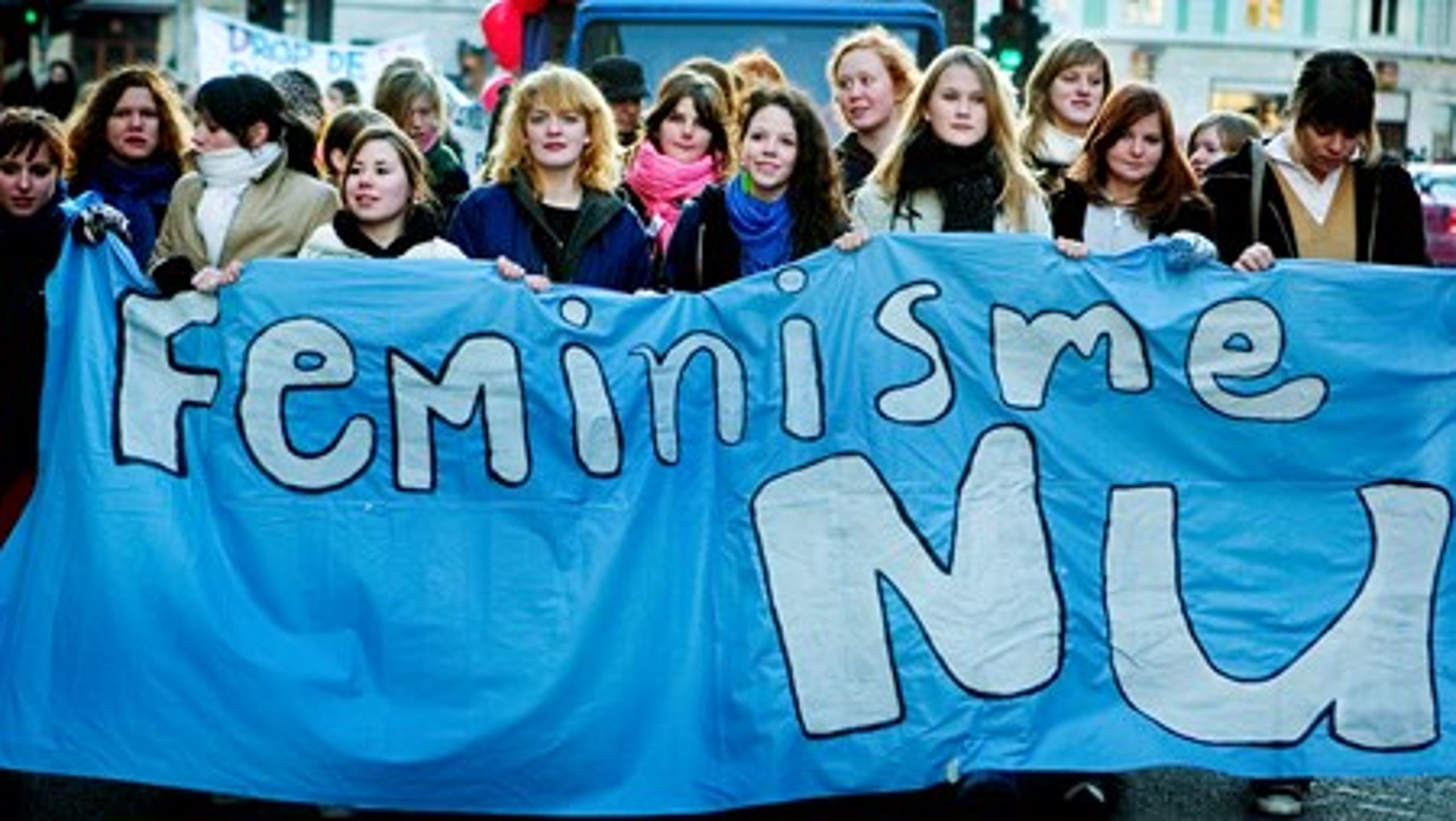 Demonstration på&nbsp;Kvindernes Internationale Kampdag. Dagen blev indstiftet i 1910, og siden 1921 har den været fejret 8. marts.&nbsp;<br>
