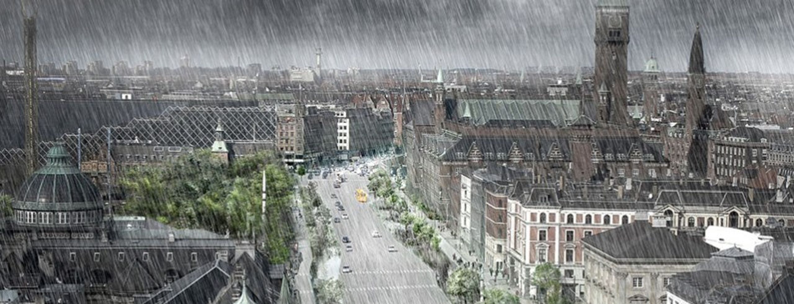 Sådan vil det ifølge en grafisk præsentation kunne se ud, når København atter rammes af et voldsomt skybrud.