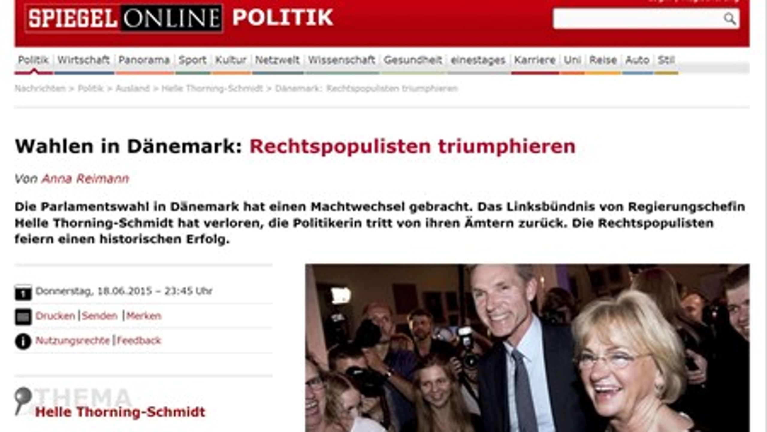 Mange udenlandske medier prøver i dag at finde forklaringer på Dansk Folkepartis fremgang.&nbsp;Blandt andre det tyske medie Der Spiegel hæfter sig ved, at Kristian Thulesen Dahl som formand har anlagt en mere moderat tone og lagt større vægt på socialpolitikken.