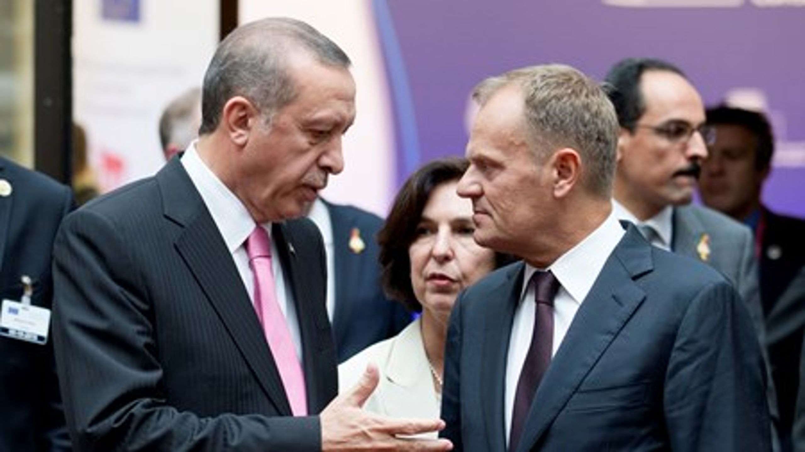 Tyrkiets præsident Recep Tayyip Erdogan mødtes mandag med formanden for Det Europæiske Råd, Donald Tusk, i Bruxelles.
