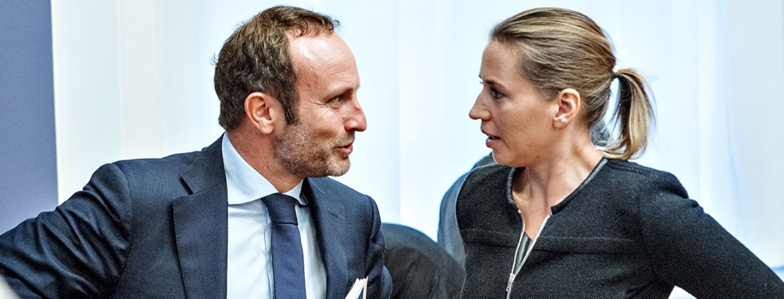 Martin Lidegaard (R)&nbsp;og Mette Frederiksen (S). da de sad i regering sammen. &nbsp;