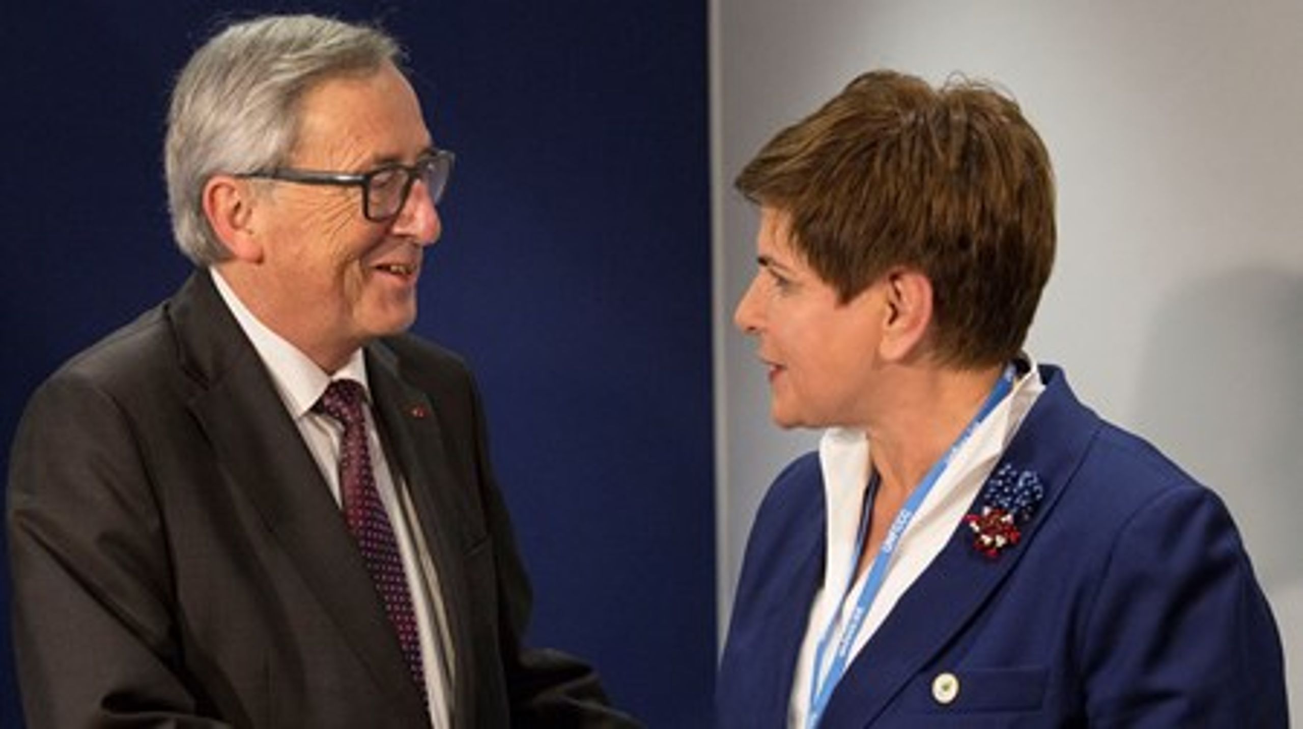 EU-kommissionsformand Jean-Claude Juncker med den nye polske statsminister, Beata Szydlo.