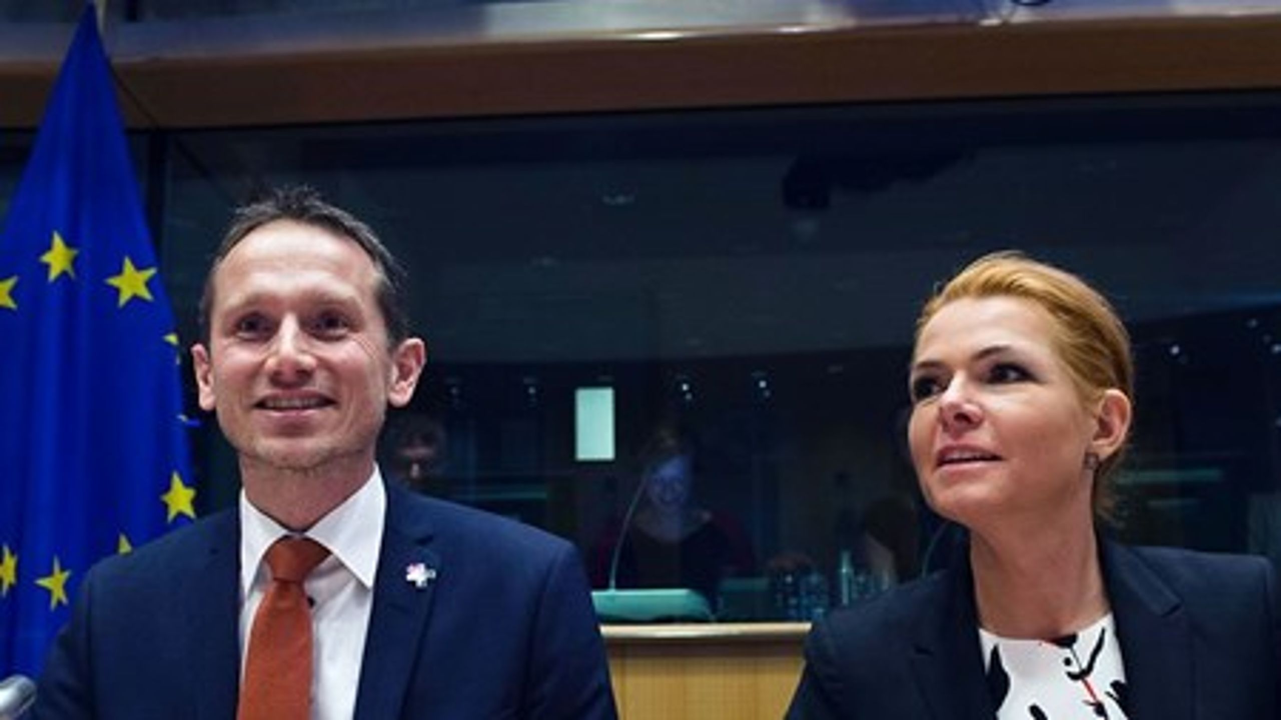 Integrationsminister Inger Støjberg og udenrigsminister Kristian Jensen under debatten med EU-Parlamentets Udvalg for borgerrettigheder.