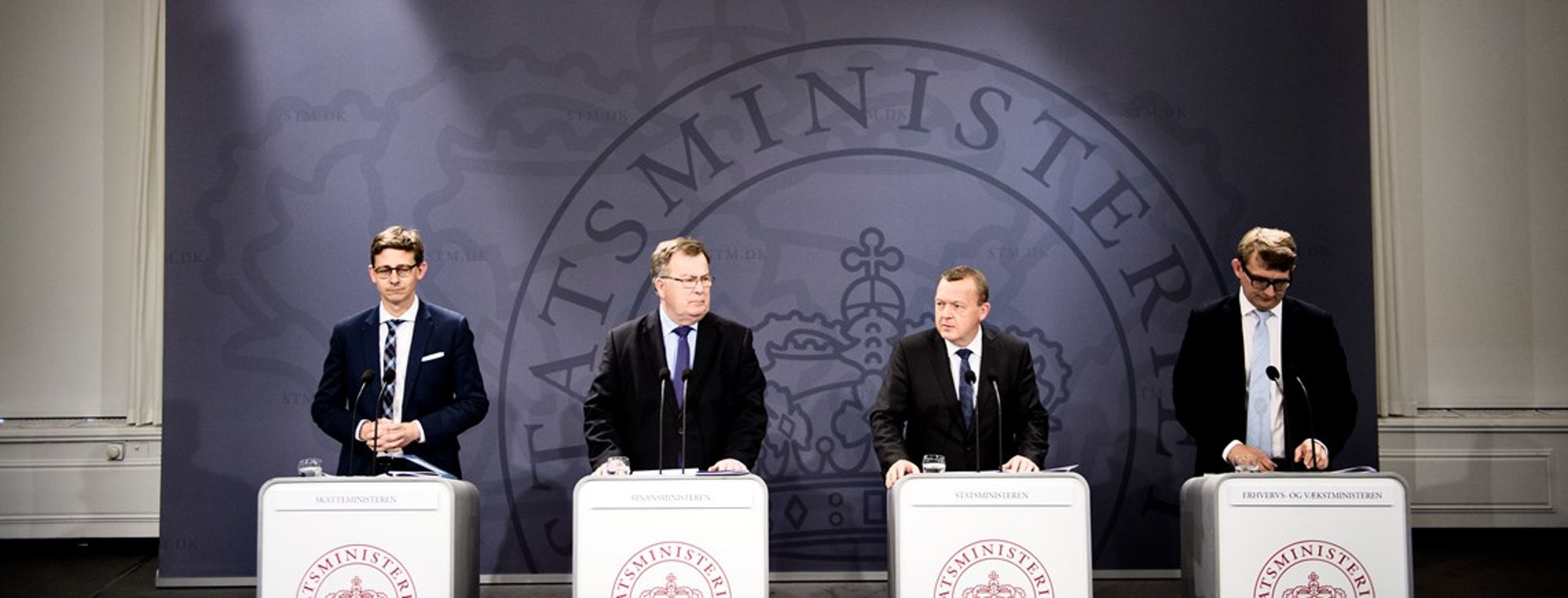 Statsmininster Lars Løkke Rasmussen og finansminister Claus Hjort Frederiksen indtager naturligt de øverste pladser i regeringens hierarki.<br>