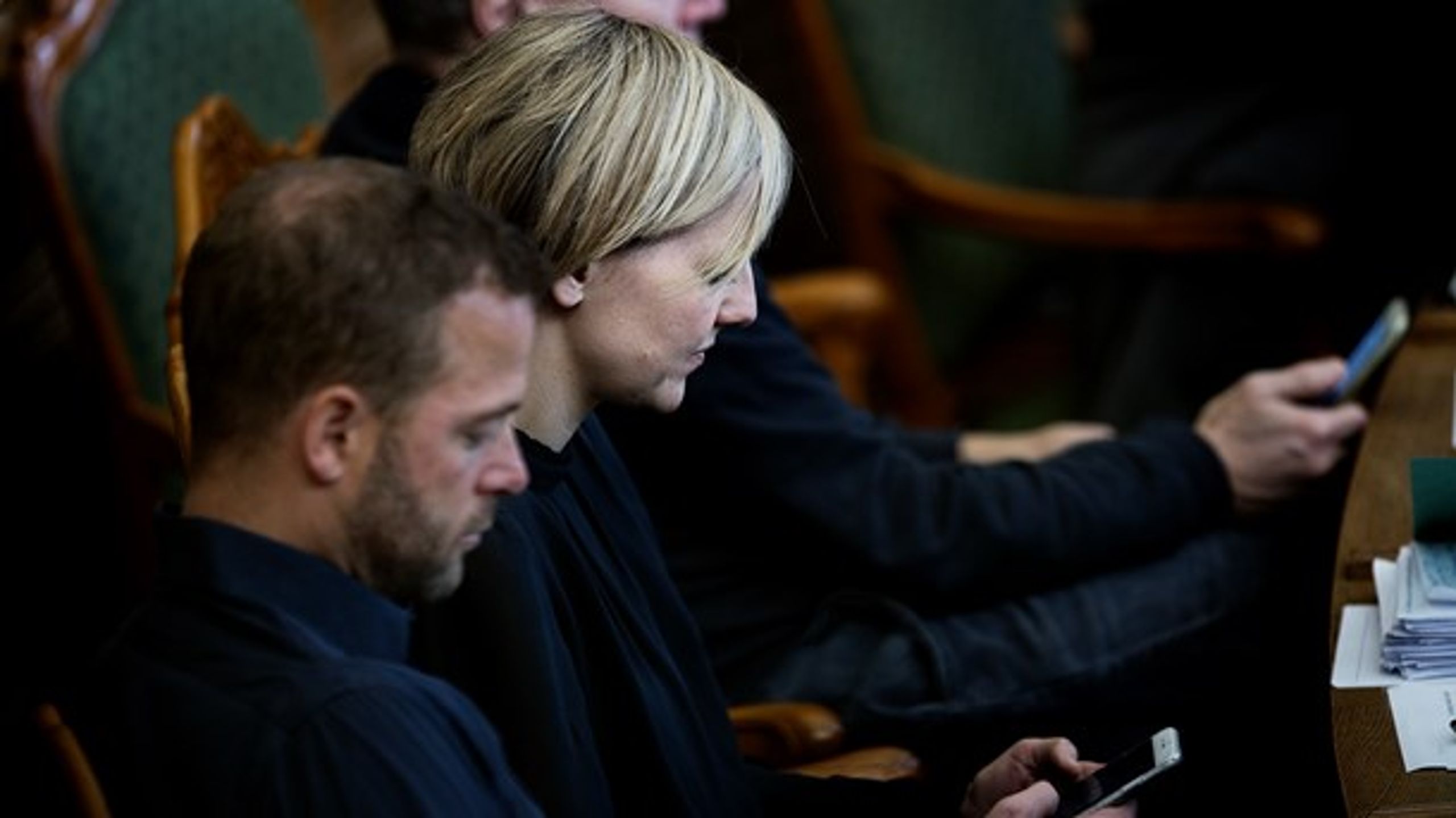 Radikales Morten Østergaard og Ida Auken i folketingssalen.