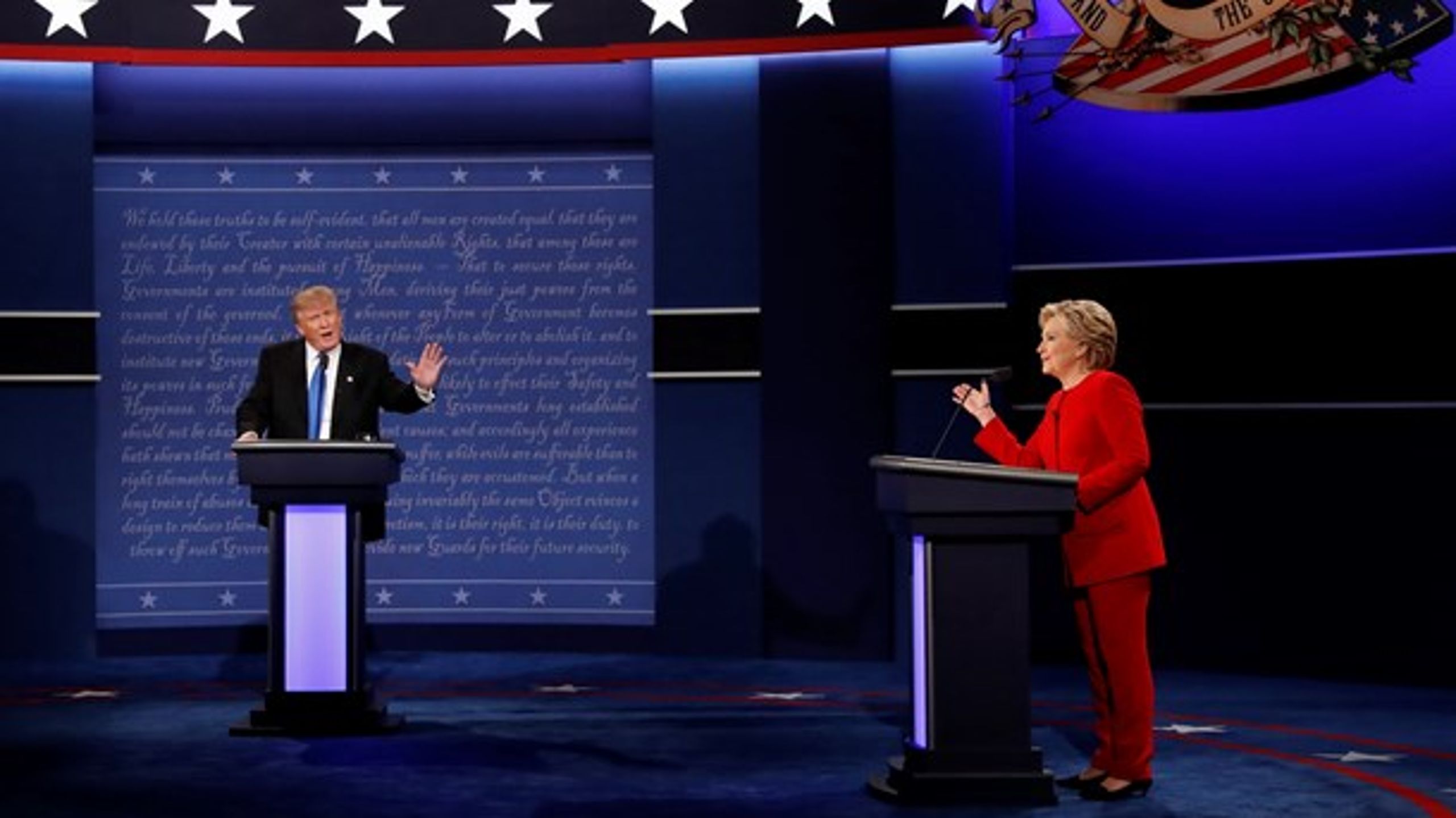 Donald Trump og Hillary Clinton under den første tv-debat.&nbsp;