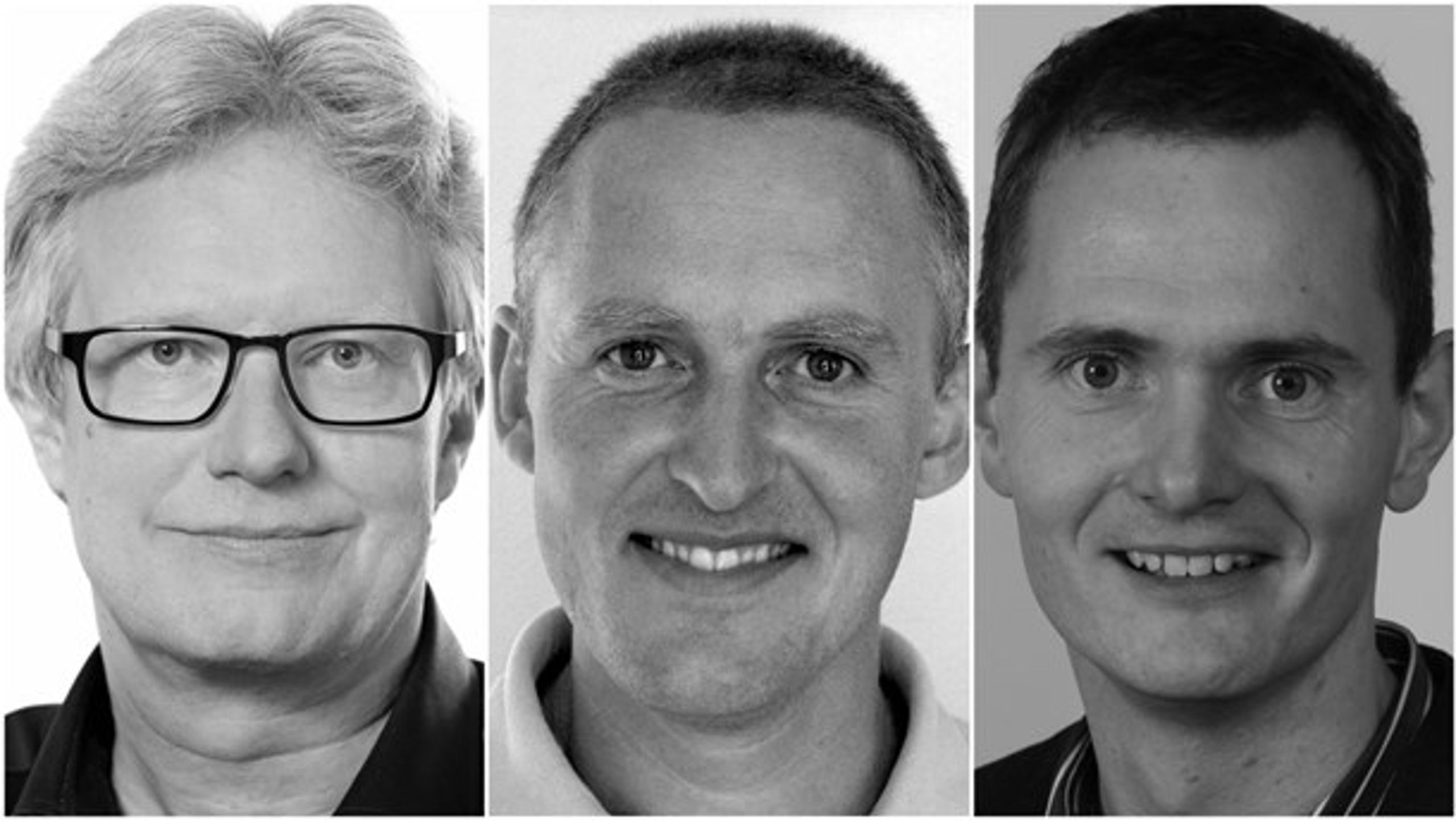 Forskerne Kurt Houlberg fra Kora (tv.), Jens Blom-Hansen (midt) og Søren Serritzlew fra Aarhus Universitet har undersøgt stordriftsfordele i forlængelse af strukturreformen.