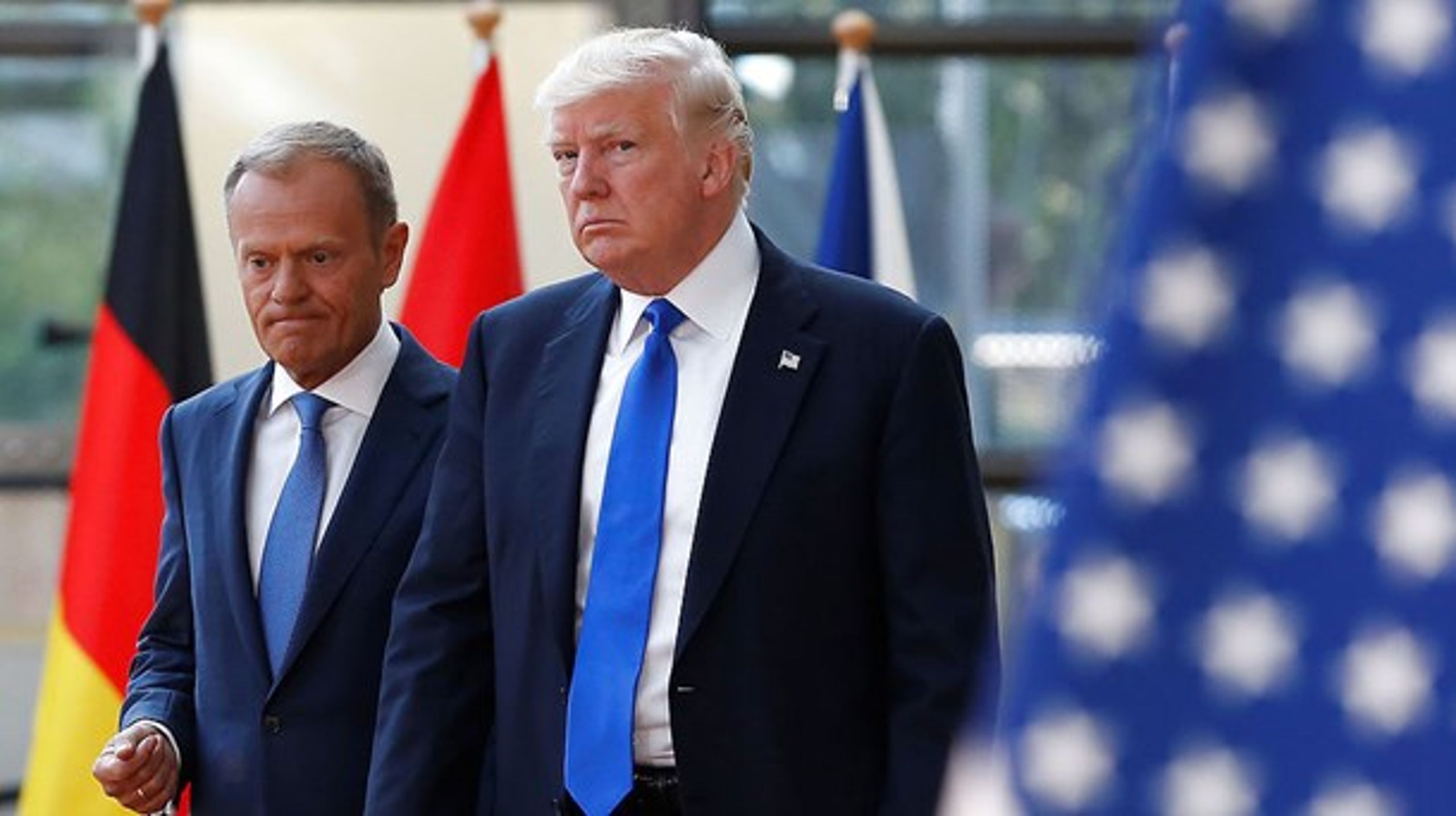 To gange Donald mødes i Bruxelles til den første meningsudveksling mellem EU og USA siden regeringsskiftet.