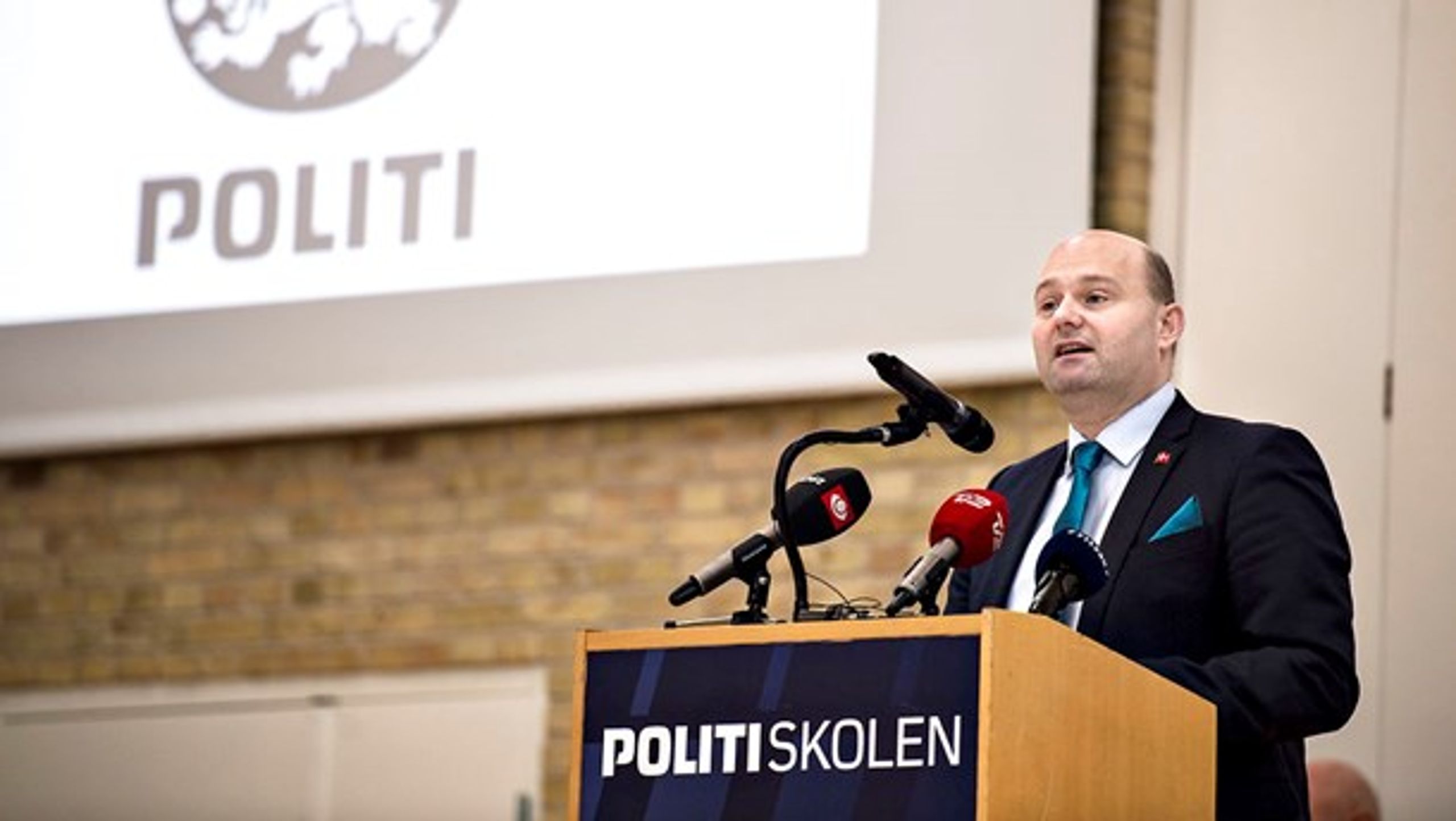 Jusitsminister Søren Pape Poulsen (K) vil placere en midlertidig politiskole i Fredericia.<br><i>(Ida Guldbæk Arentsen/ Scanpix)</i>