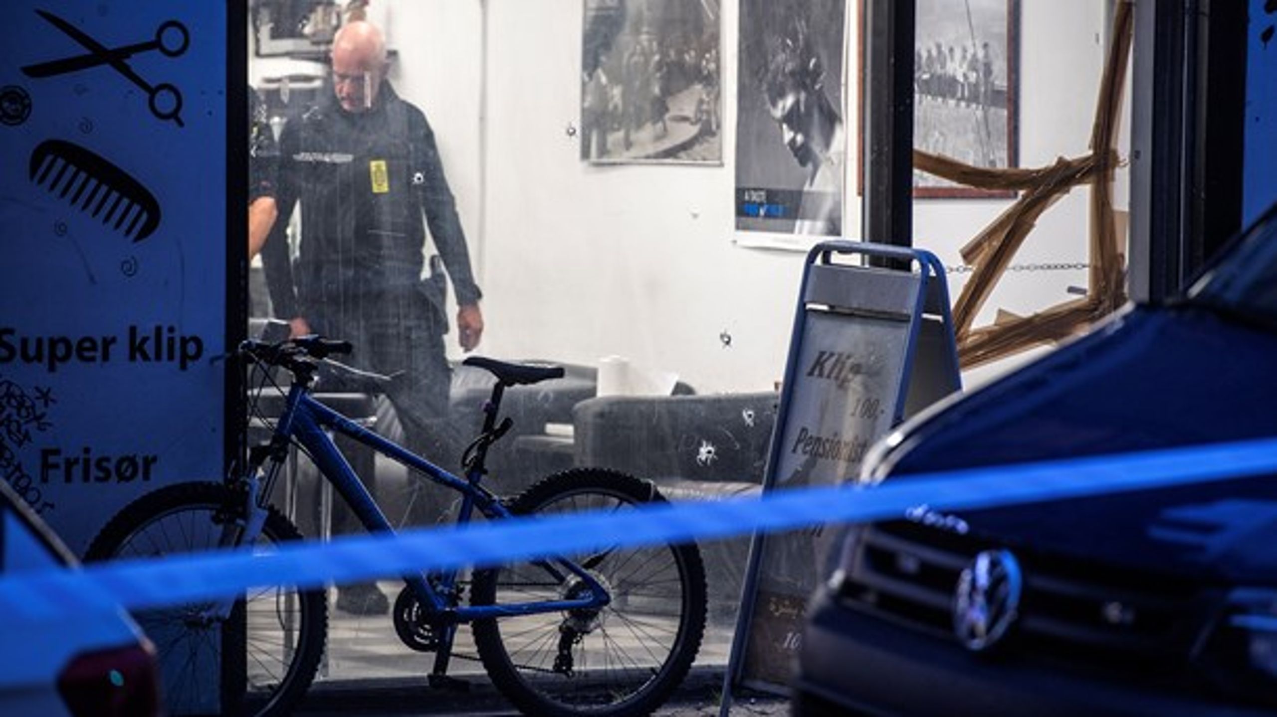 Billede fra et skyderi på Nørrebrogade i København, hvor en 19-årig mand blev ramt i balden.