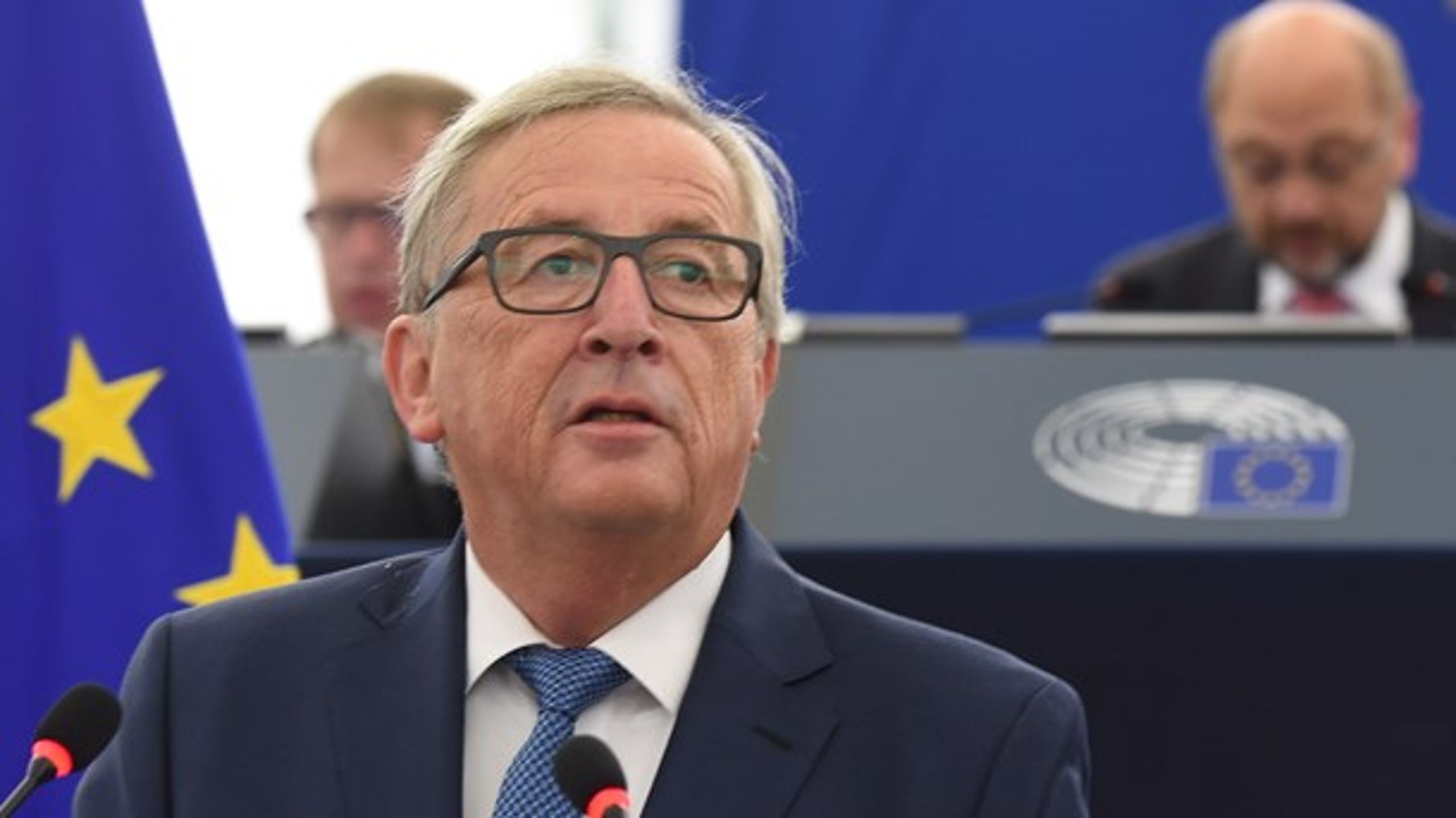 EU-Kommissionens formand, Jean-Claude Juncker, vender tilbage til talerstolen i Europa-Parlamentet i Strasbourg for at levere årets såkaldte State of the European Union-tale.